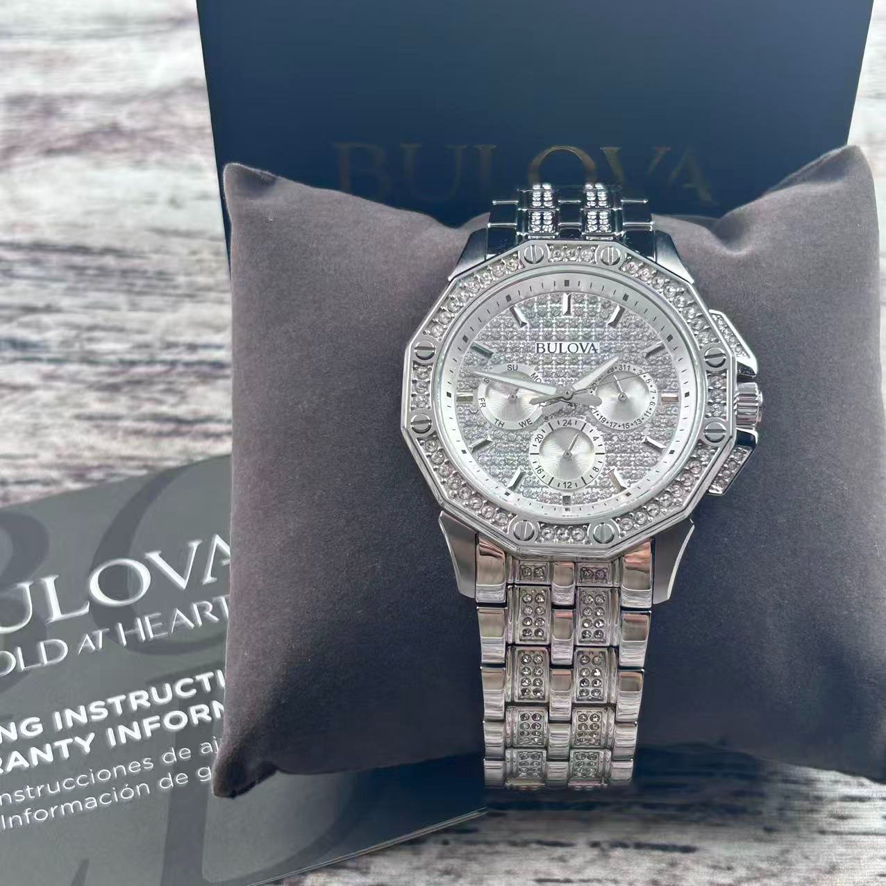 Bulova Octava 96C134 Men’s Quartz Watch White Dial Silver Stainless Steel 41.5mm