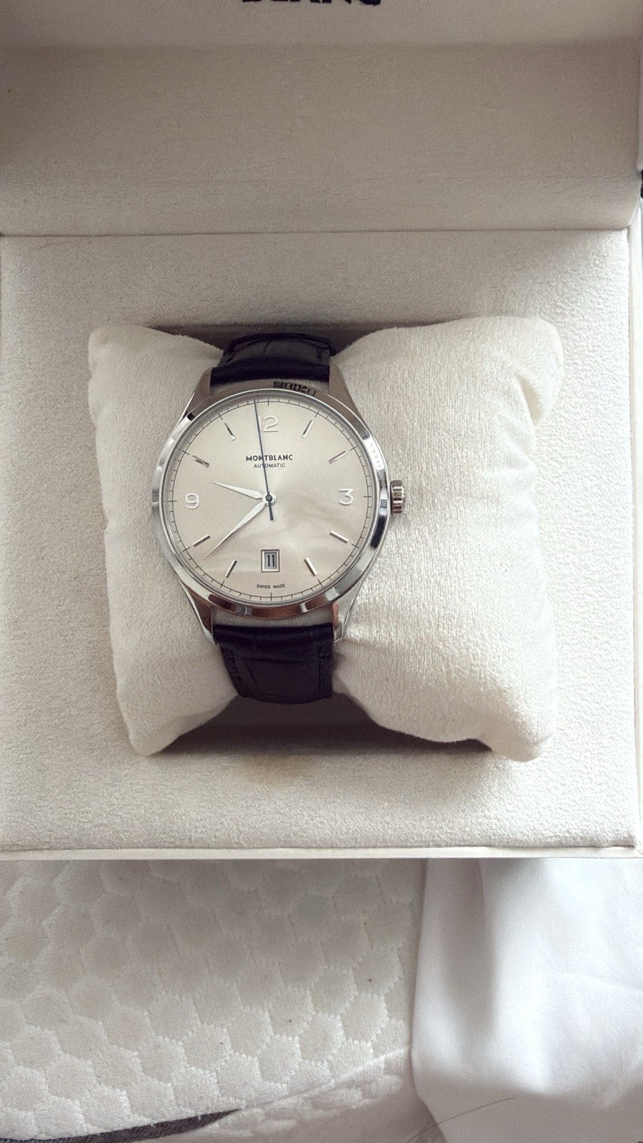 Montblanc Heritage Chronométrie Automatic Silver Dial Date Black Leather Strap