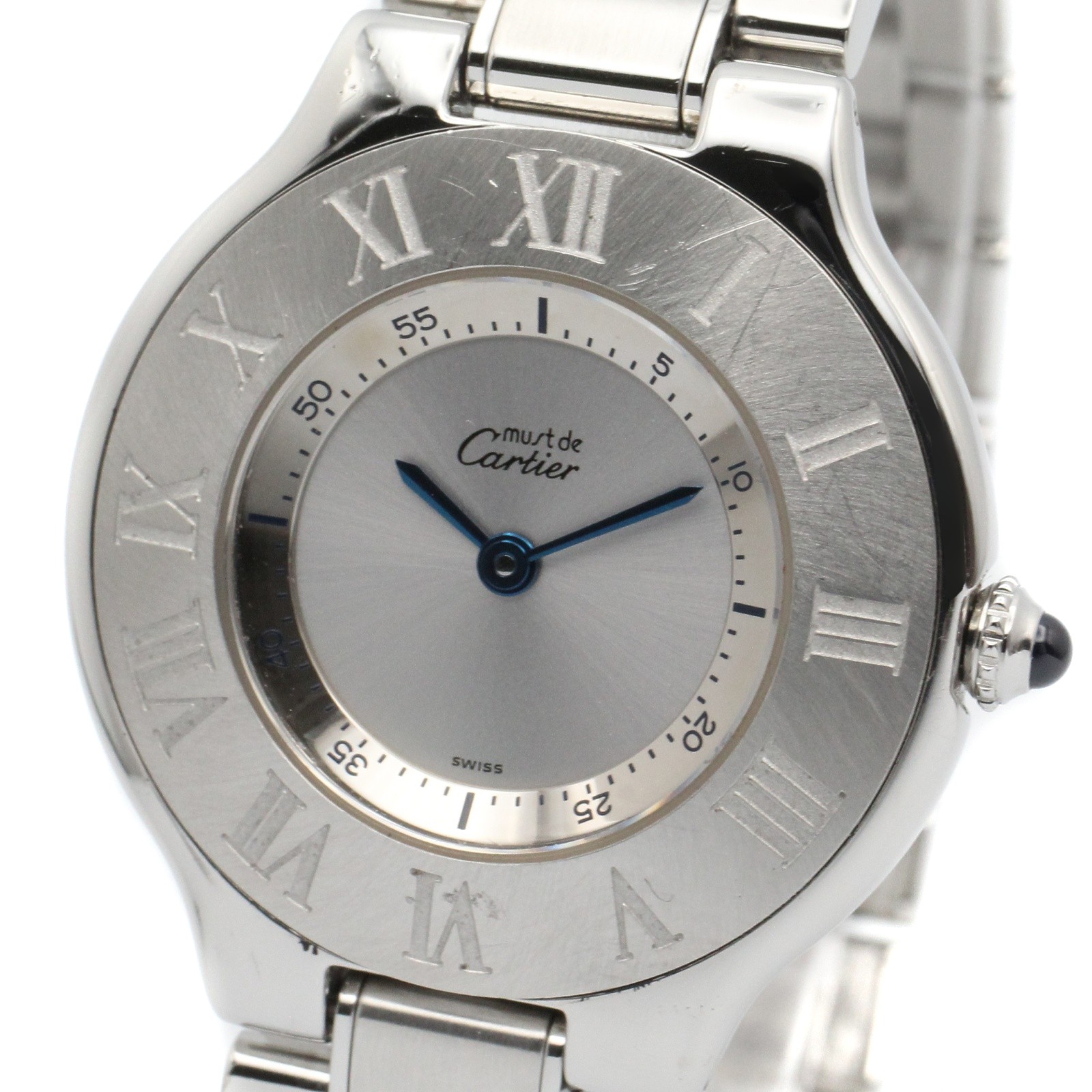 CARTIER Must21 LM Wrist Watch W10110T2 Quartz Stainless Steel Used Women