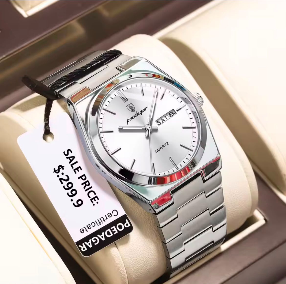 POEDAGAR Luxury Men’s Watches Waterproof Luminous Date Week Men Watch Stainless