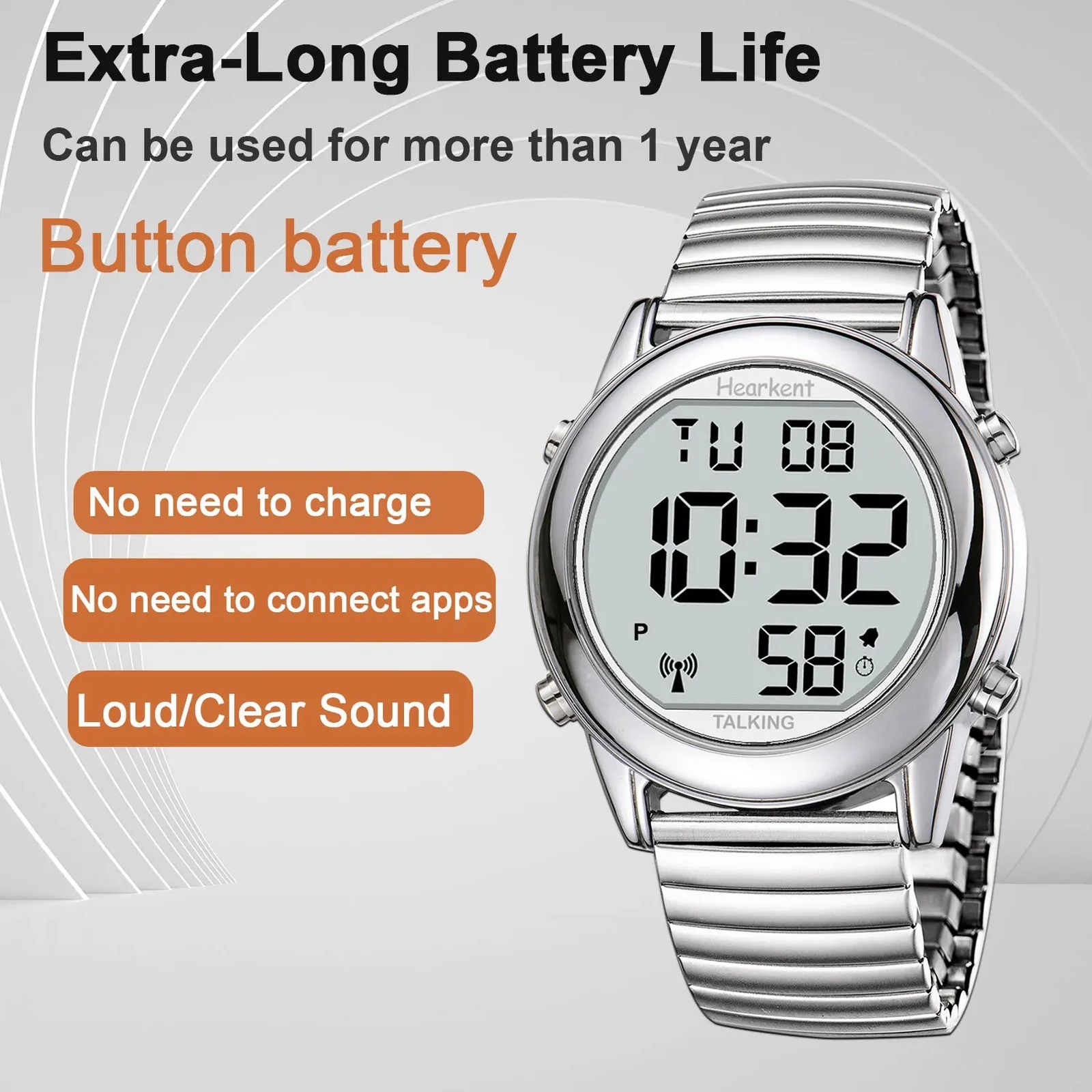 Hearkent Atomic Talking Watch for Blind Elderly Men – Radio Controlled Alarm