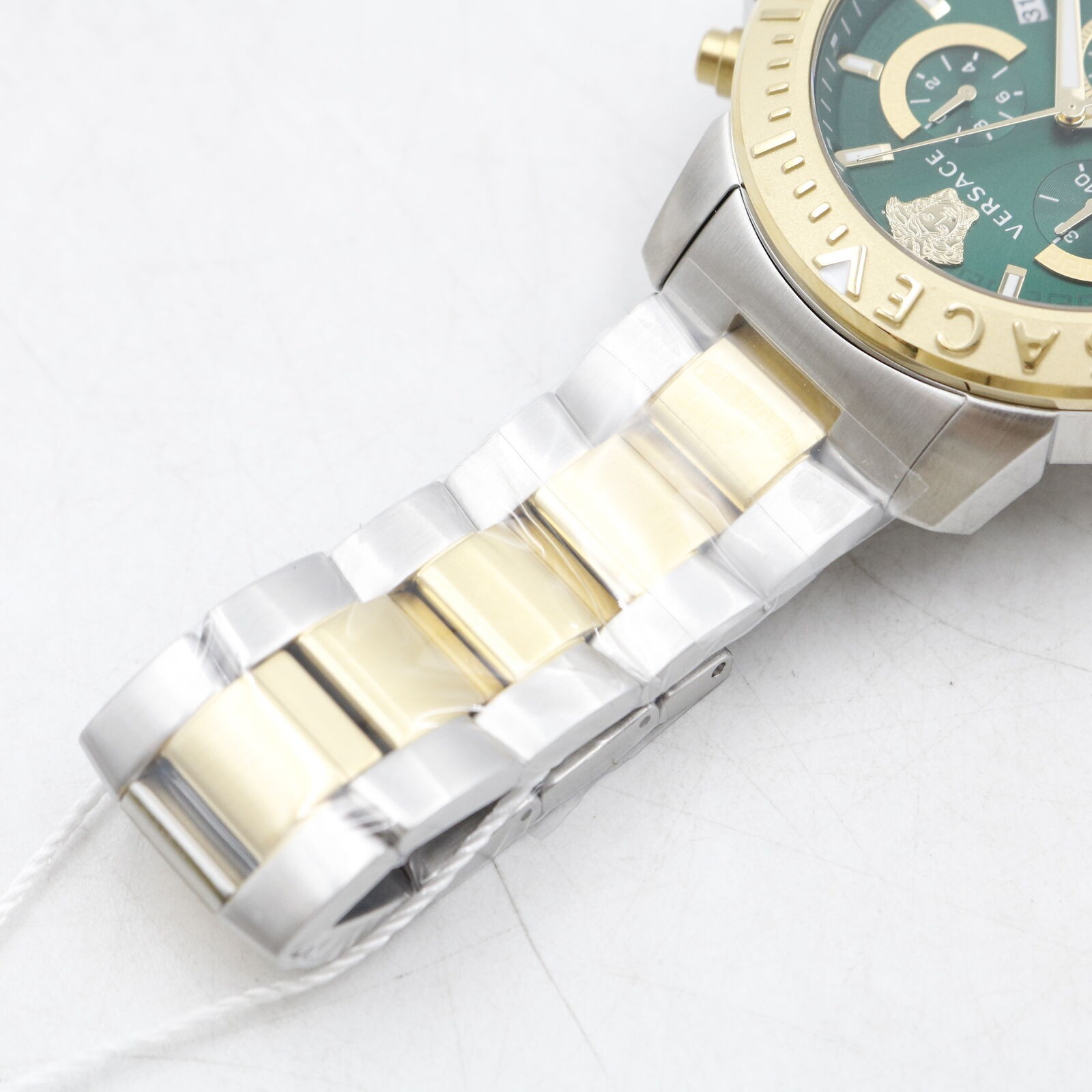 Versace VE2E00421 New Chrono green silver gold Stainless Steel Men’s Watch NEW