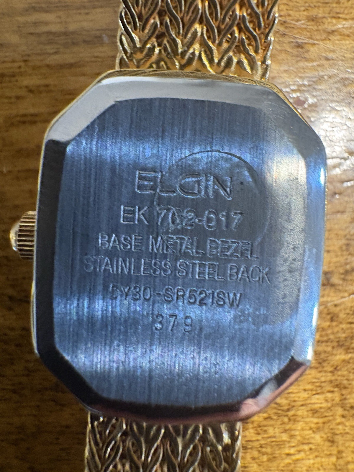 Elgin Women’s Rectangle Gold Tone Quartz Watch (Not working)