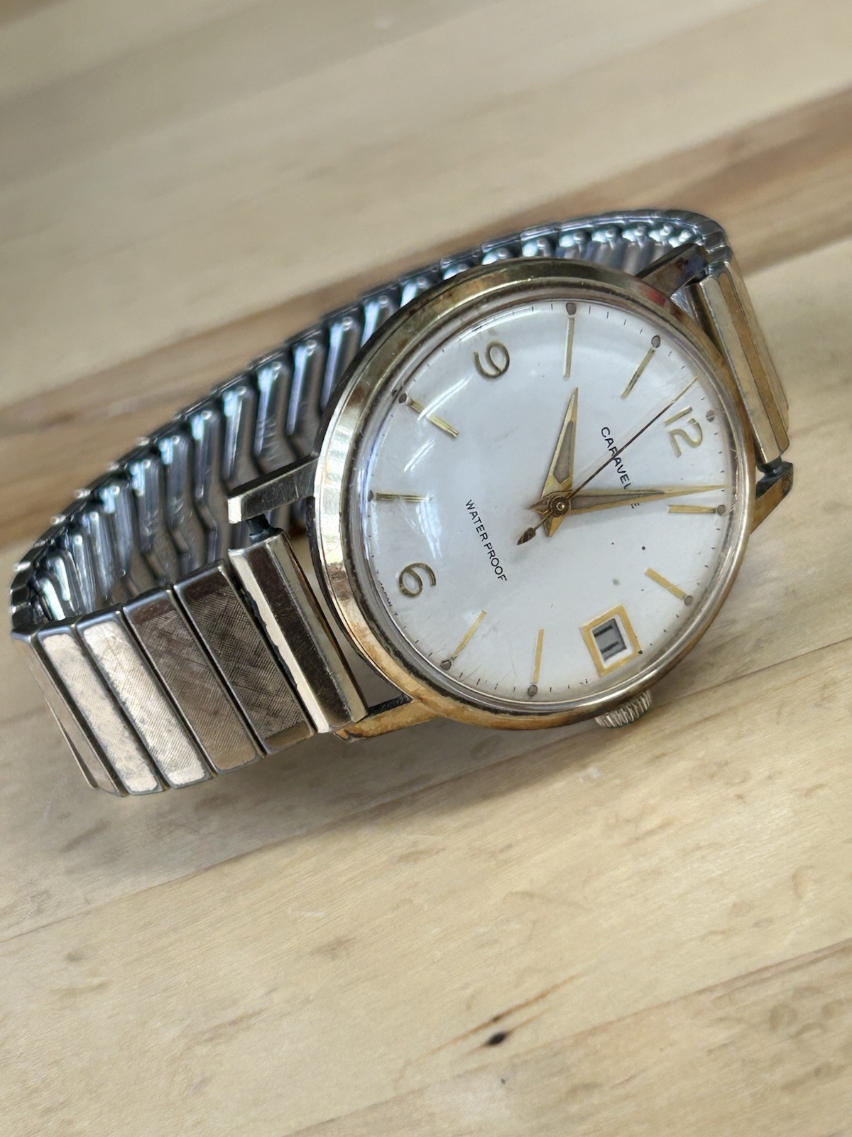 Vintage Caravelle Men’s Watch Water Proof Gold Filled Appears To Run