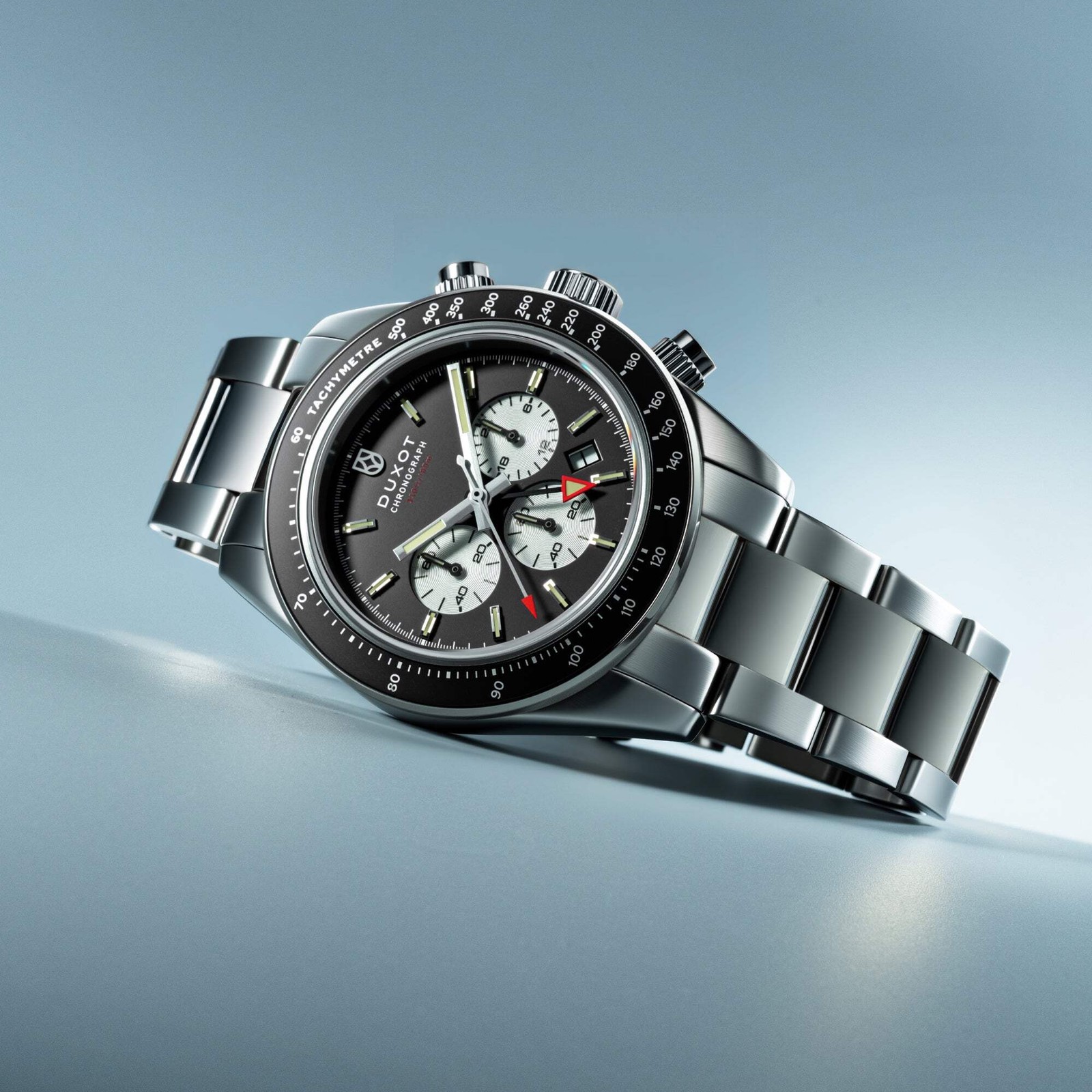 Vitesse Dual Time Chronograph Black / Stainless Steel | Black Dial Wristwatch DX