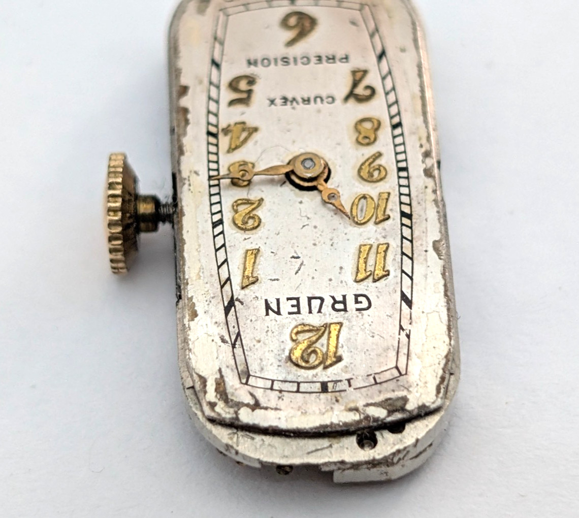 GRUEN Precision Curvex Conoruma 17j Vintage 10mm Watch Movement PARTS or REPAIR
