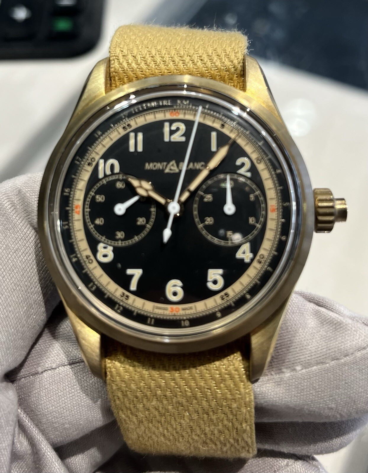 New Montblanc Watch 1858 Monopusher Chronograph Limited Ed 125583 Bronze $6,200