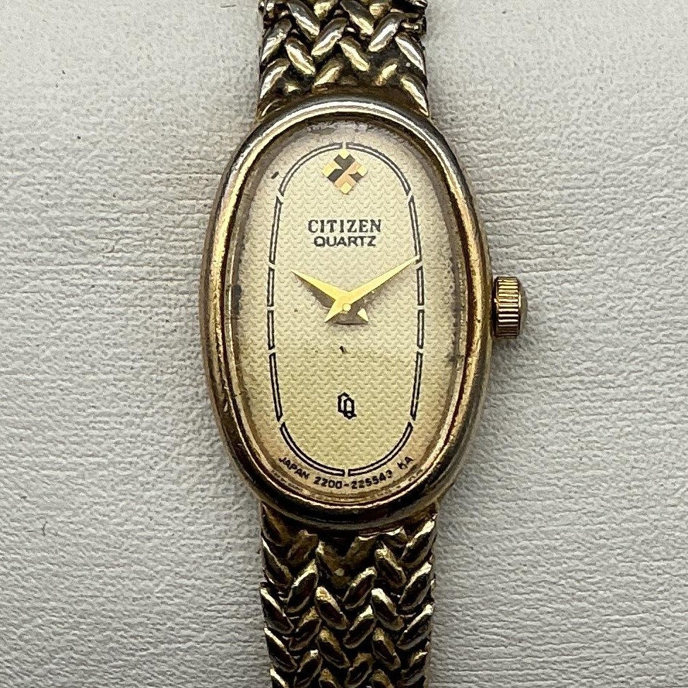 Vintage Citizen Womens Watch 13mm Champagne Dial Gold Tone New Battery 6.75″