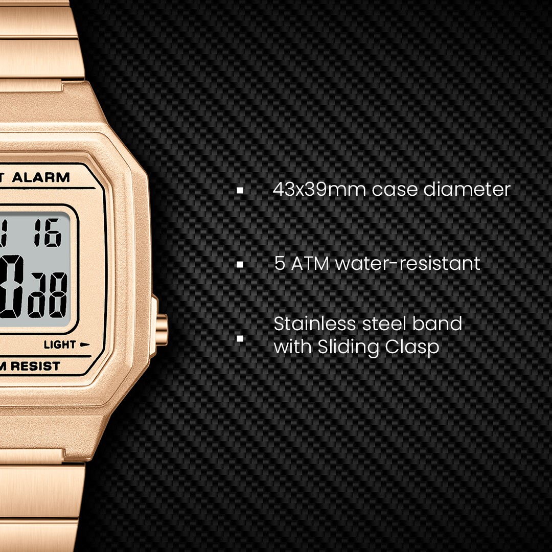 Kenneth Scott Women’s Digital Watch | Rose Gold Dial, 43mm, 50 m (5 ATM)