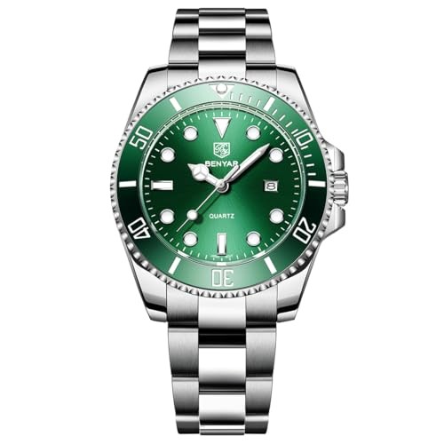 Men’s Quartz Watch, Japan Miyota 2115 Movement, 43mm Dive Style Green