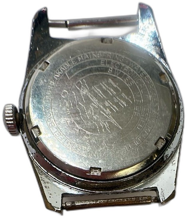 Ostara 19 Jewels Vintage Swiss Made Manual Watch Stainless Steel Black Dial