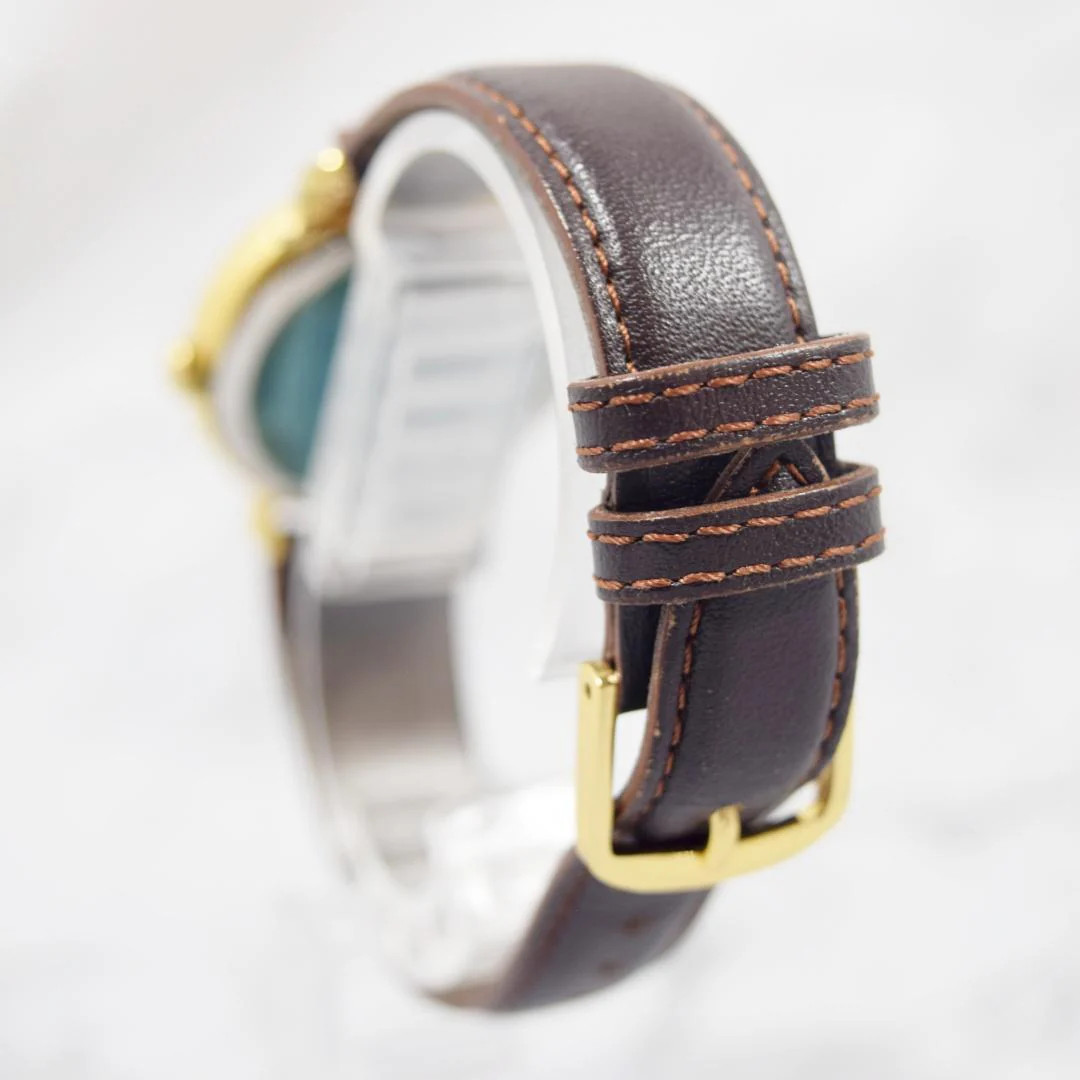 SEIKO Chariot 2628-0140 Quartz SS Gold Plated 1.25in Dial White Gold Brown