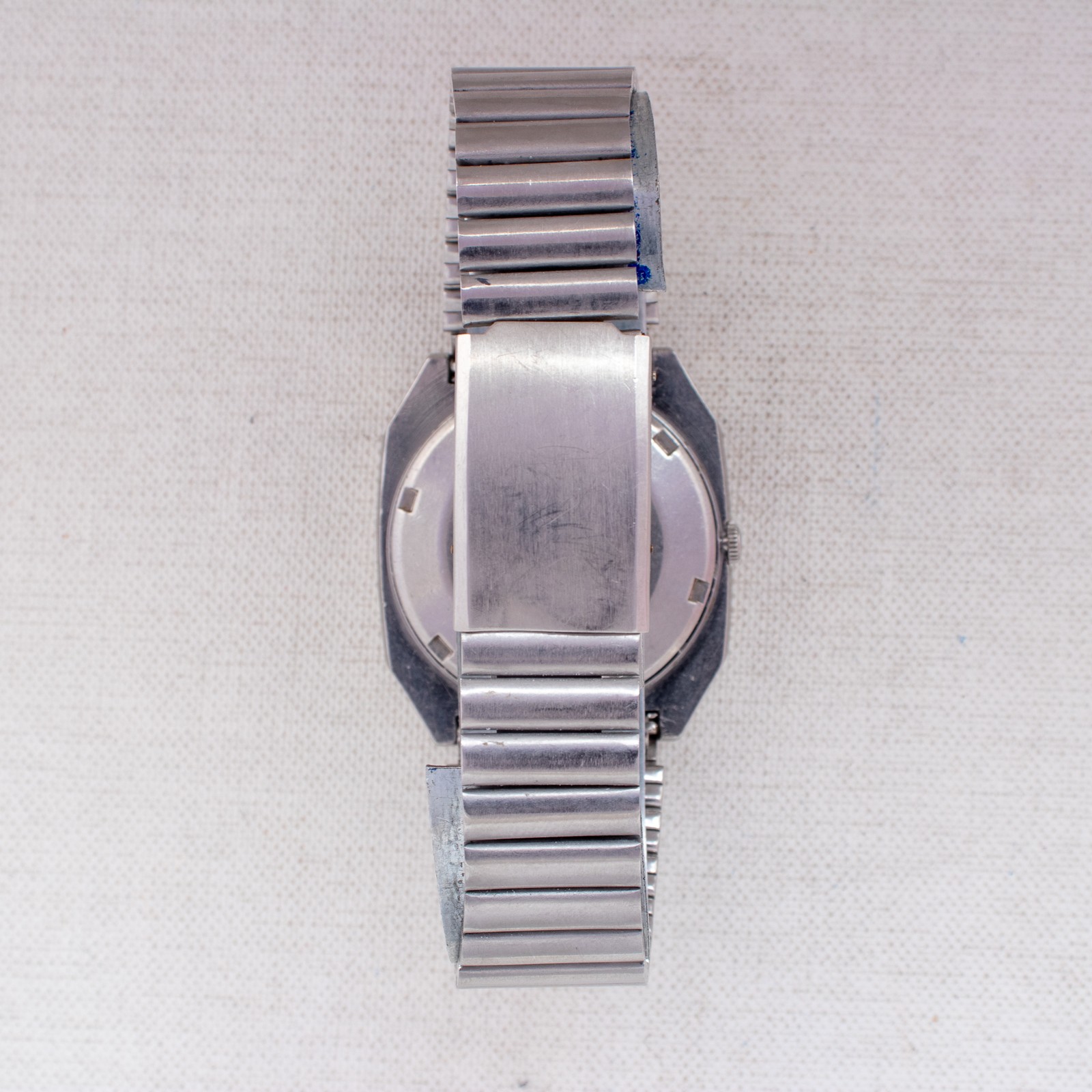 Vintage Seiko 5 Auto 6309-7320 Sunburst Silver Dial TV Case Day/Date Watch MINT