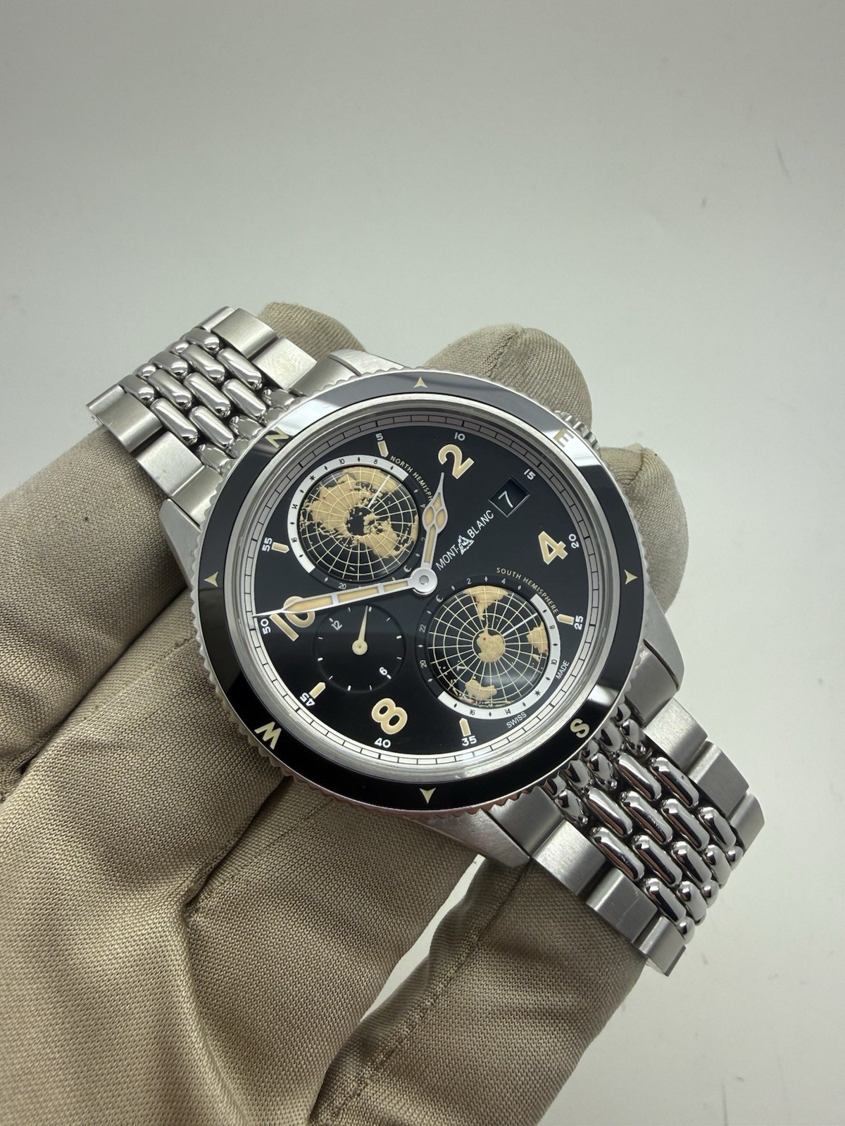 Montblanc 1858 Geosphere Black Dial 42mm Steel Automatic Watch 125872 w/ Box