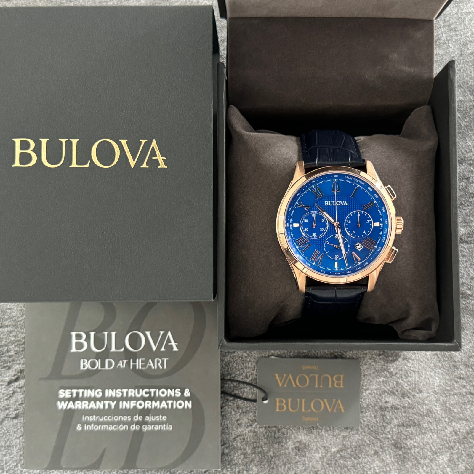 Bulova Men’s Wilton Classic Blue Textured Dial Chronograph Watch 97B170