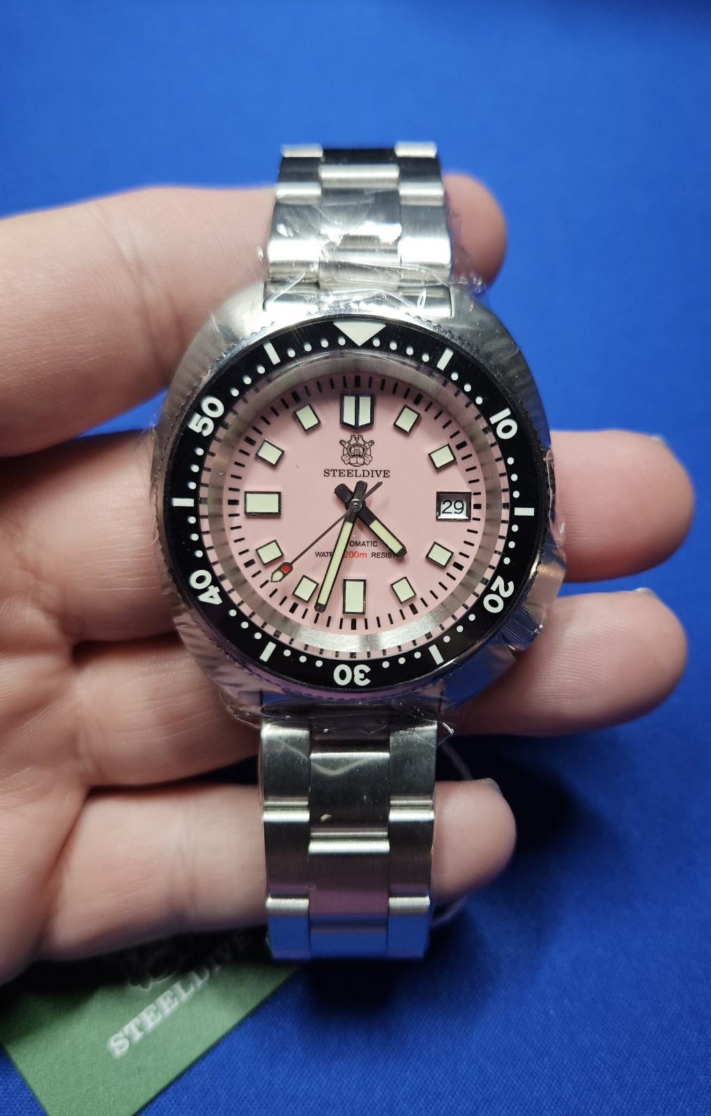 Steeldive SD1974 Turtle Captain Willard NH35 Seiko Sapphire Watch Rare Pink New