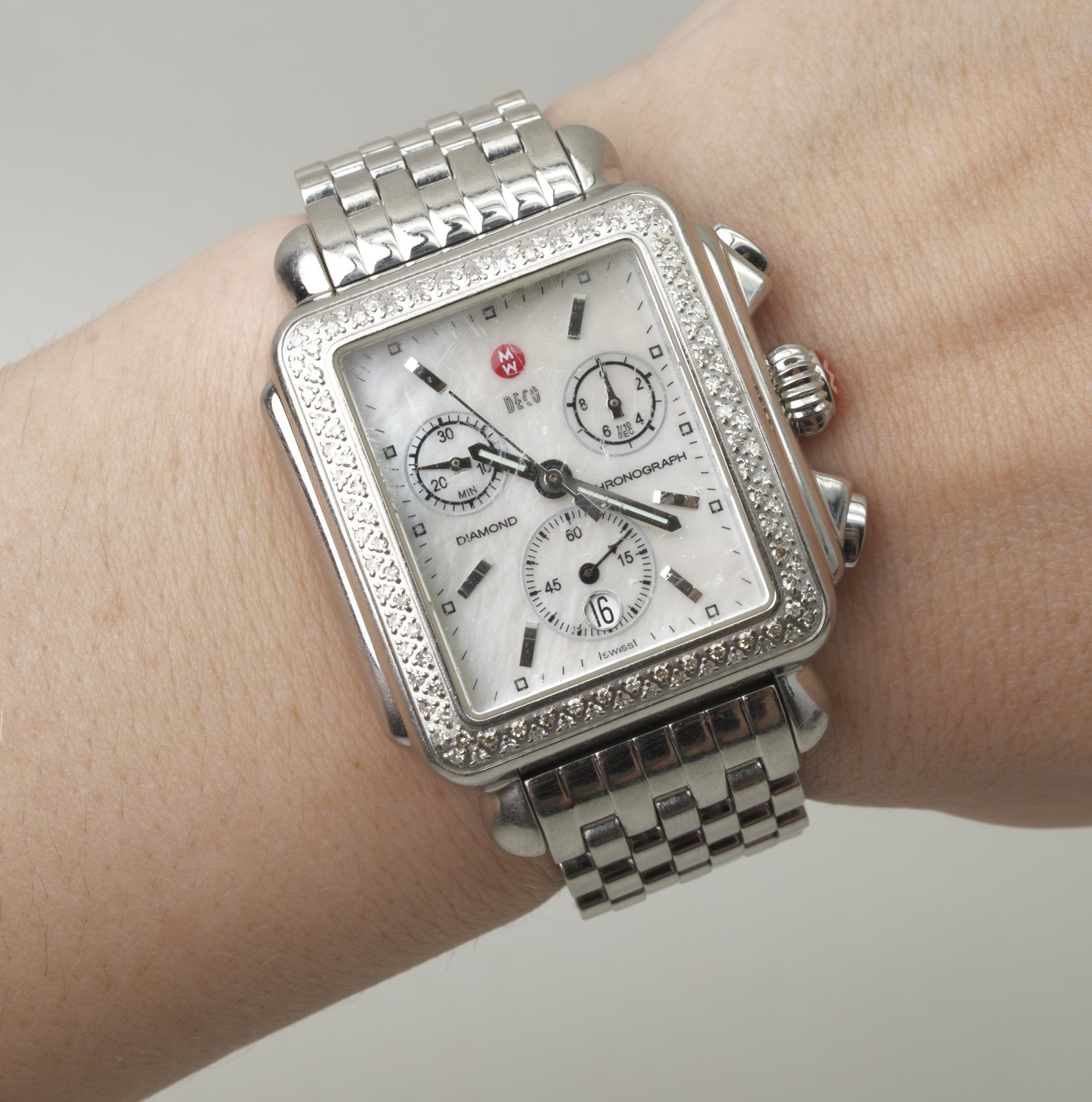 Parts/Repair Small Michele Deco Diamond Bezel Ladies Watch Chronograph