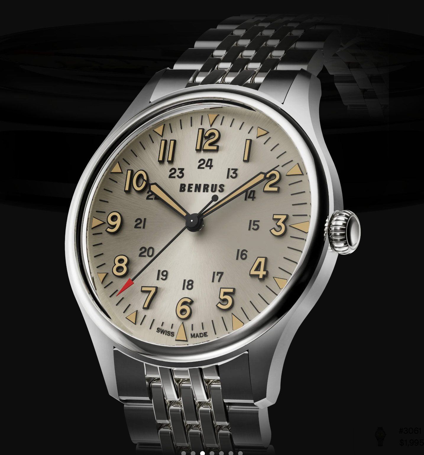 BENRUS Swiss Automatic 3061 BOR Men’s Watch ETA 2892 Beads of Rice Bracelet