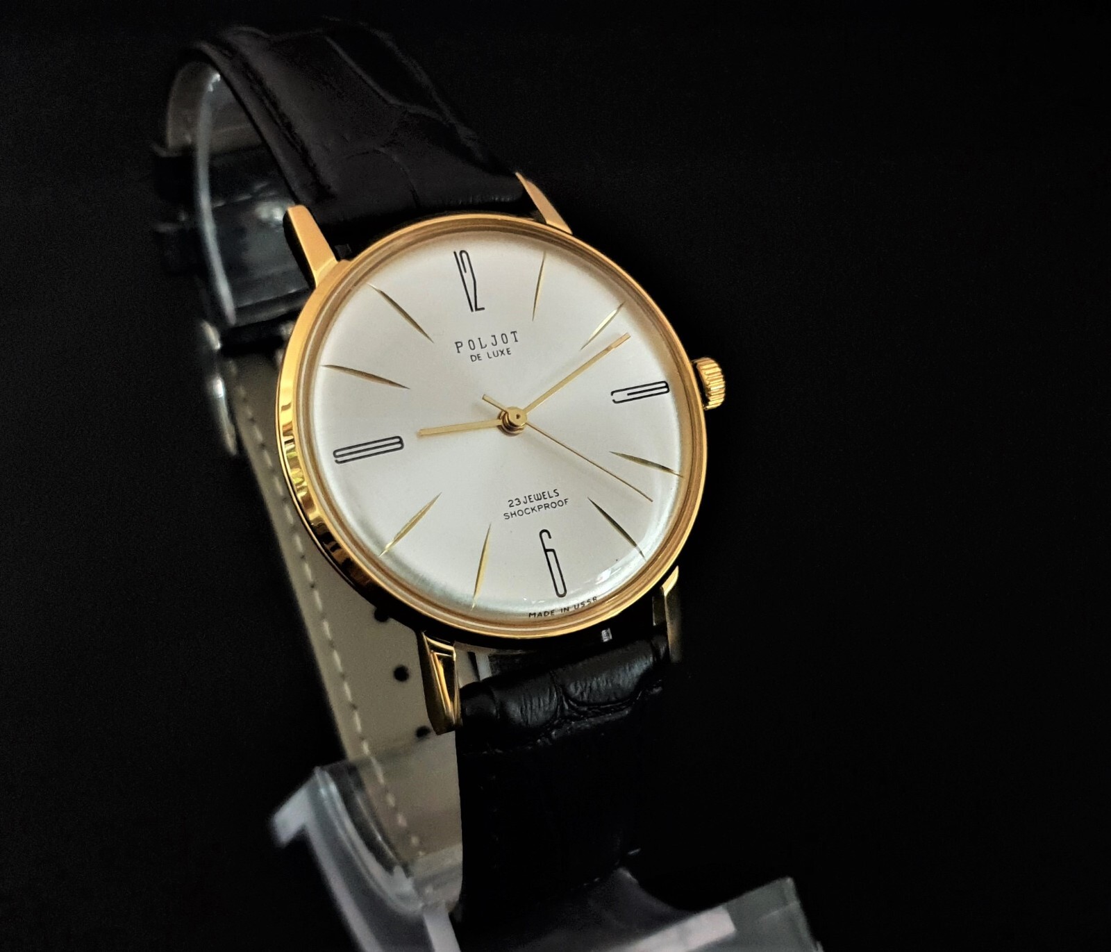 Vintage Watch USSR Poljot De LUXE Ultra SLIM 2209 Soviet Wristwatch