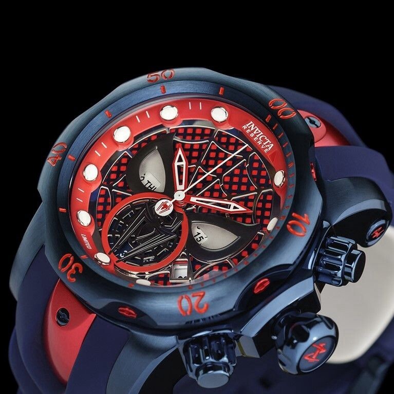 Invicta Men’s 53mm Venom Marvel Spiderman Chronograph Red Blue Ltd Ed Watch