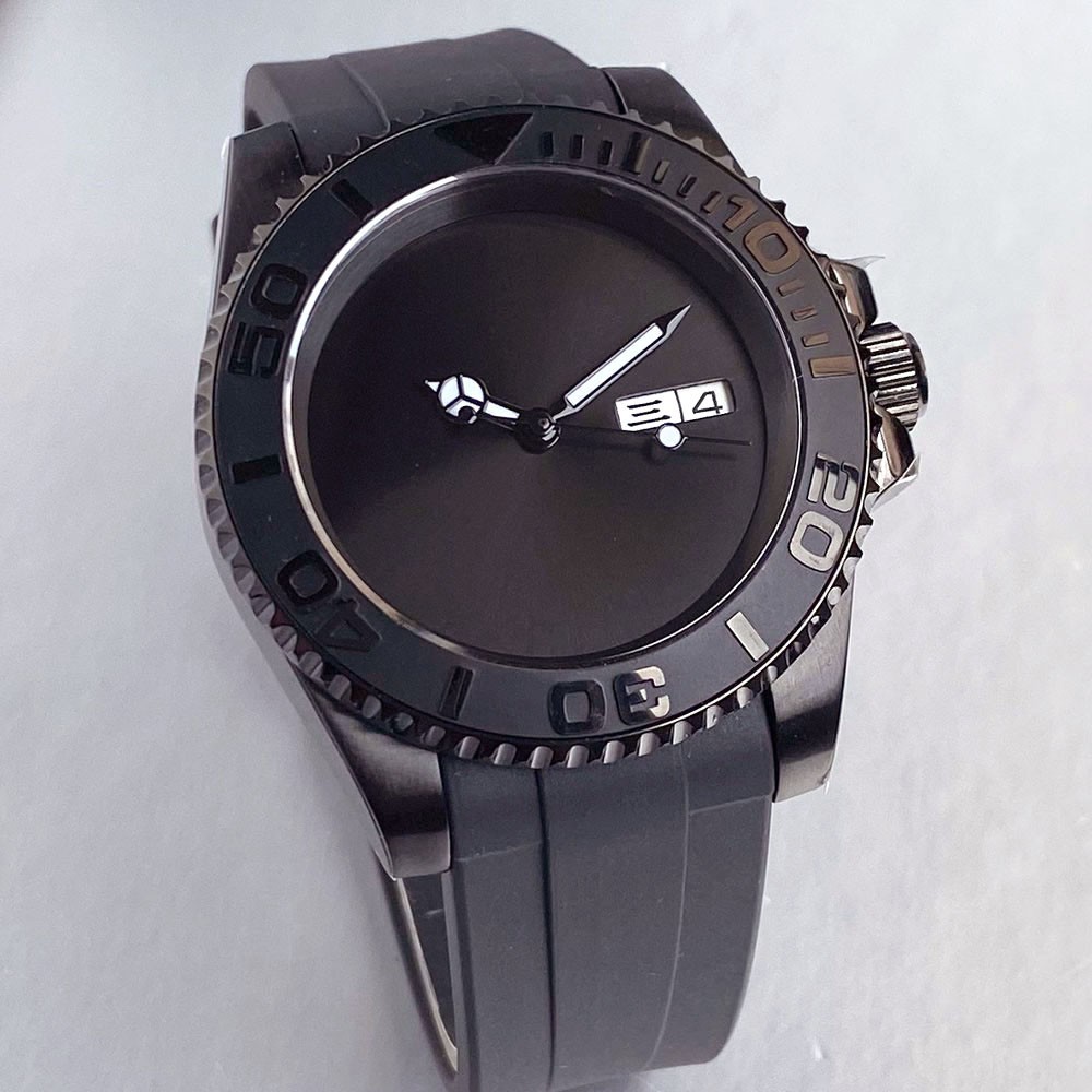 Sterile NH36A Diver Automatic Men Watch 40mm Black PVD 200m Waterproof Sapphire