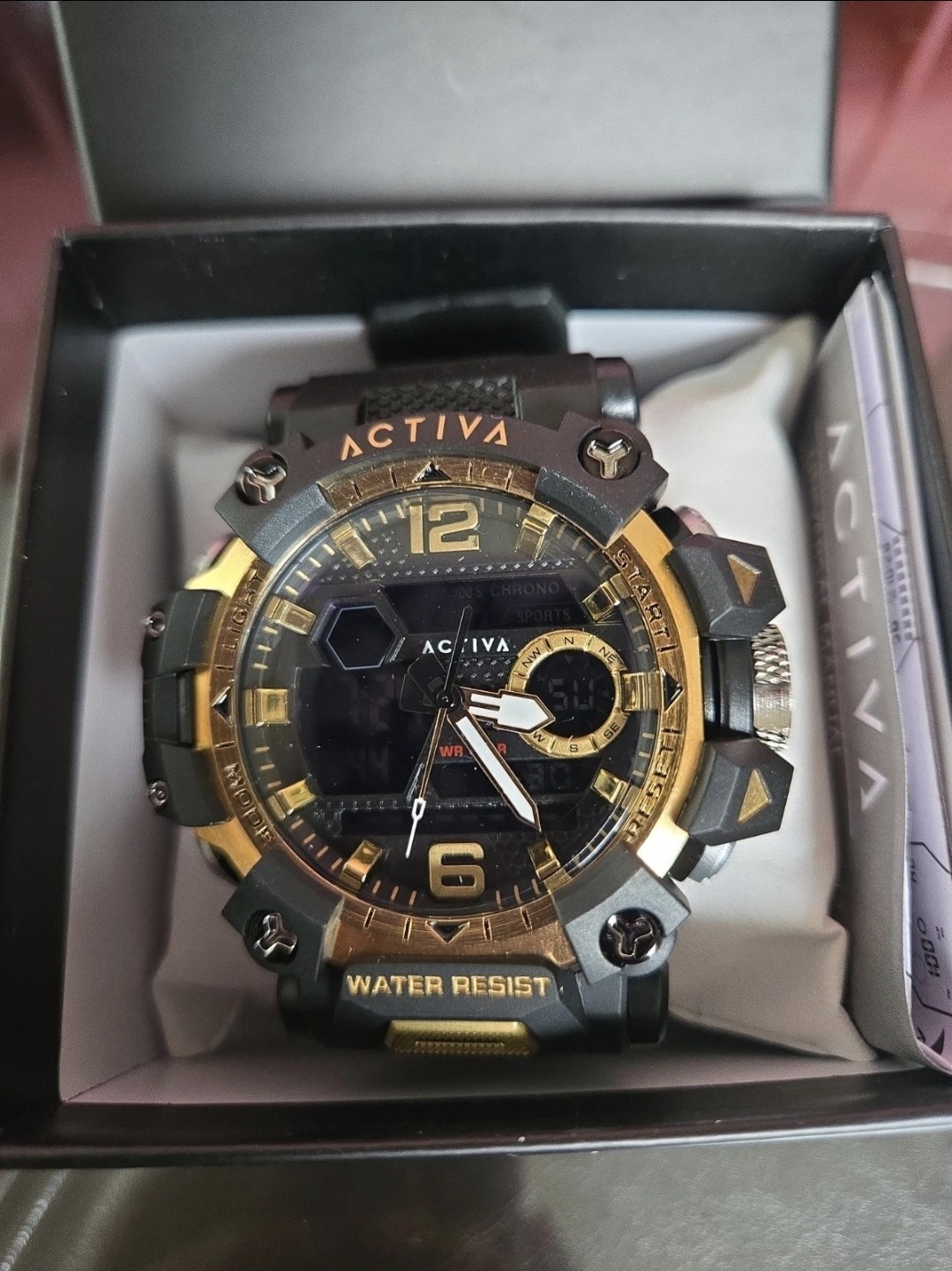 ACW8072-002 Activa By Invicta Digital Men’s Watch Gold And Black 49mm