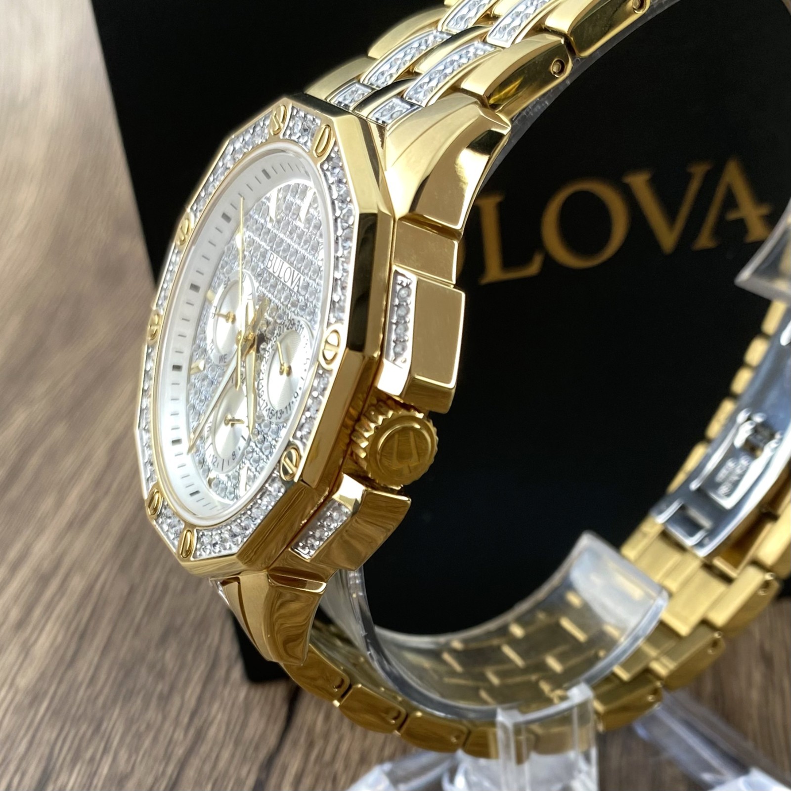 Bulova Octava 98C126 Crystal Dial Gold-Tone Stainless Steel Men’s Watch