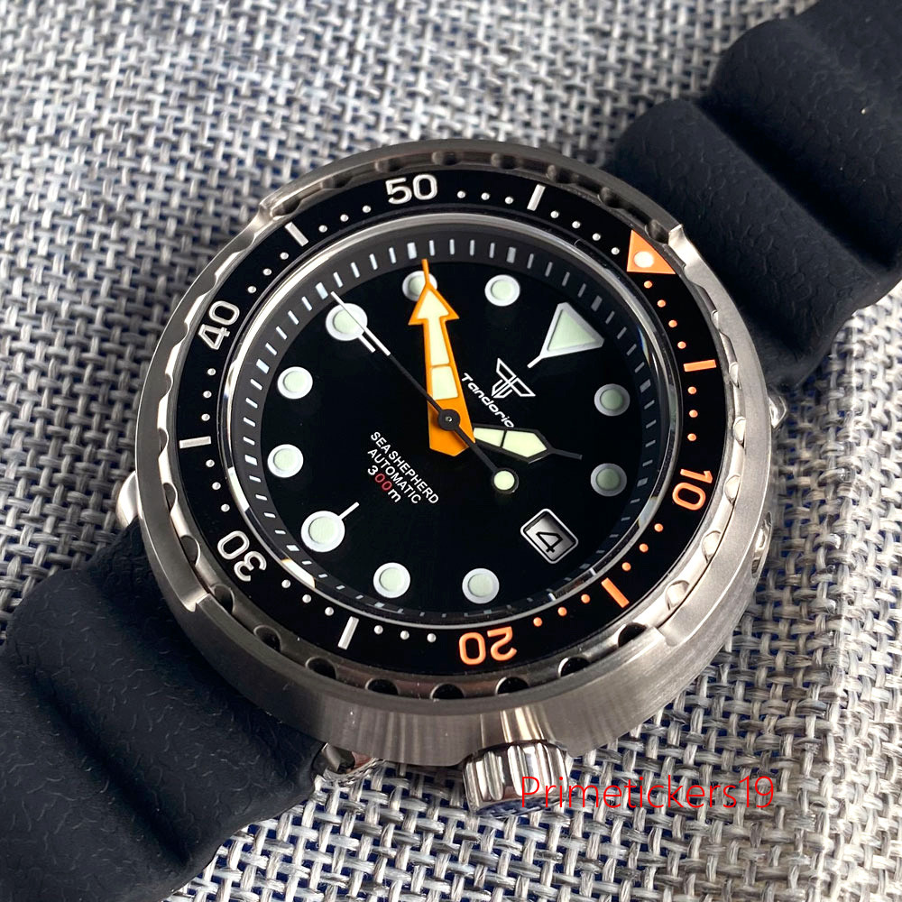 Tandorio NH35A 46.5mm Automatic Diving Men Watch Sapphire Glass Date Display
