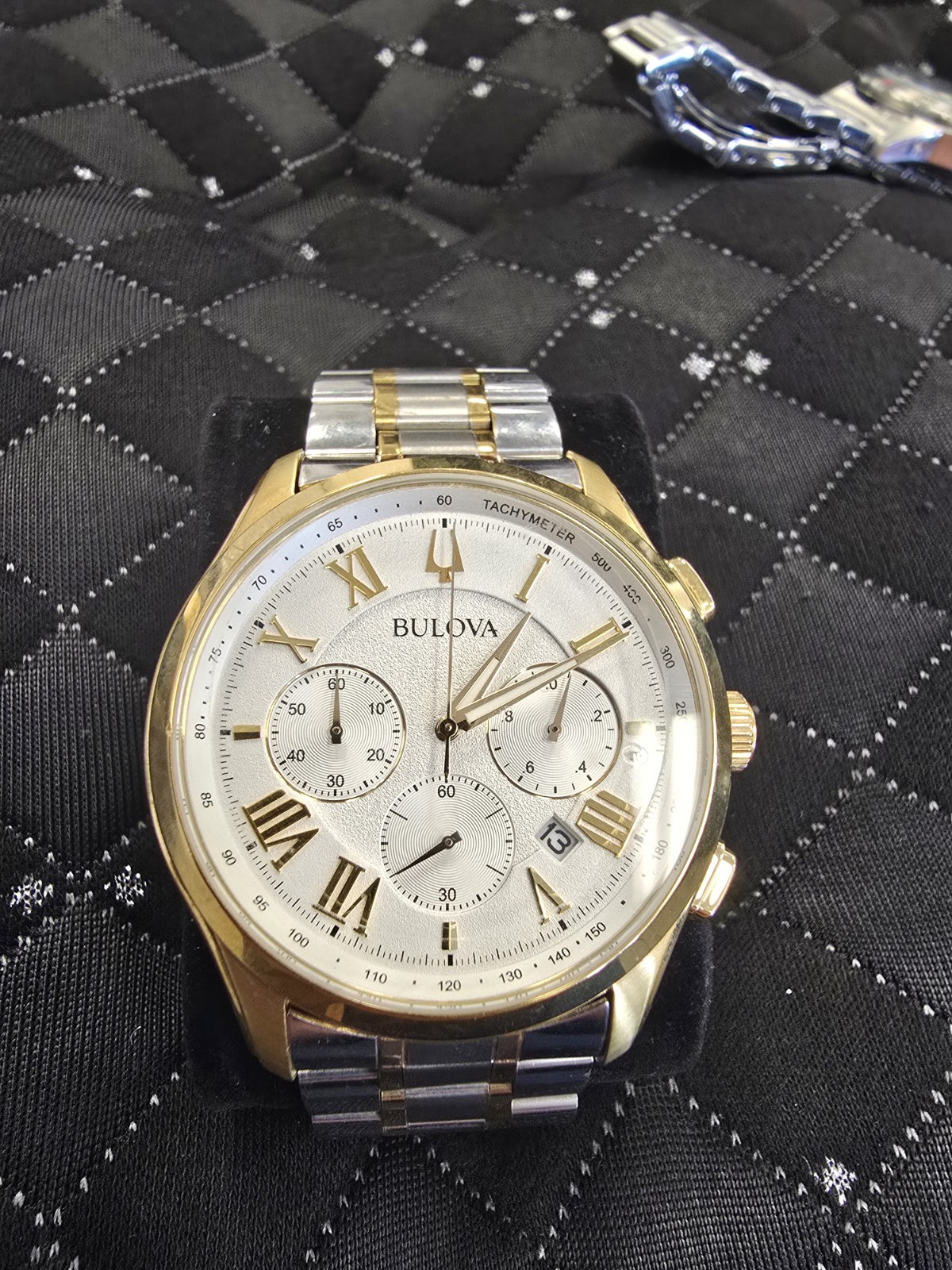 Bulova Men’s Quartz Chronograph Brown Leather Gold-Tone 46.5mm Watch 97B169
