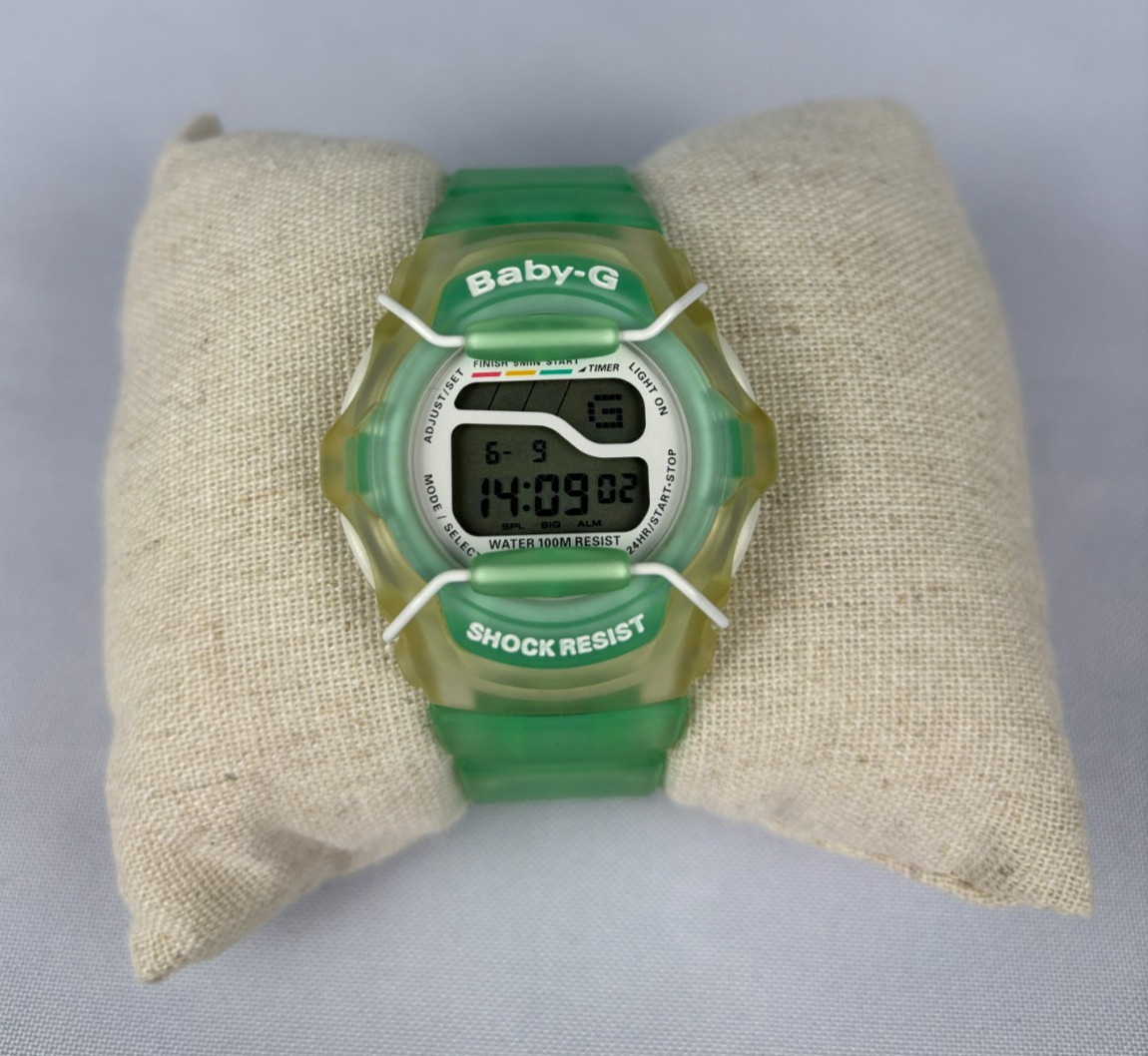 Vintage Casio Baby-G BG-140 Green Jelly 1913 Digital Watch New Battery 10BAR