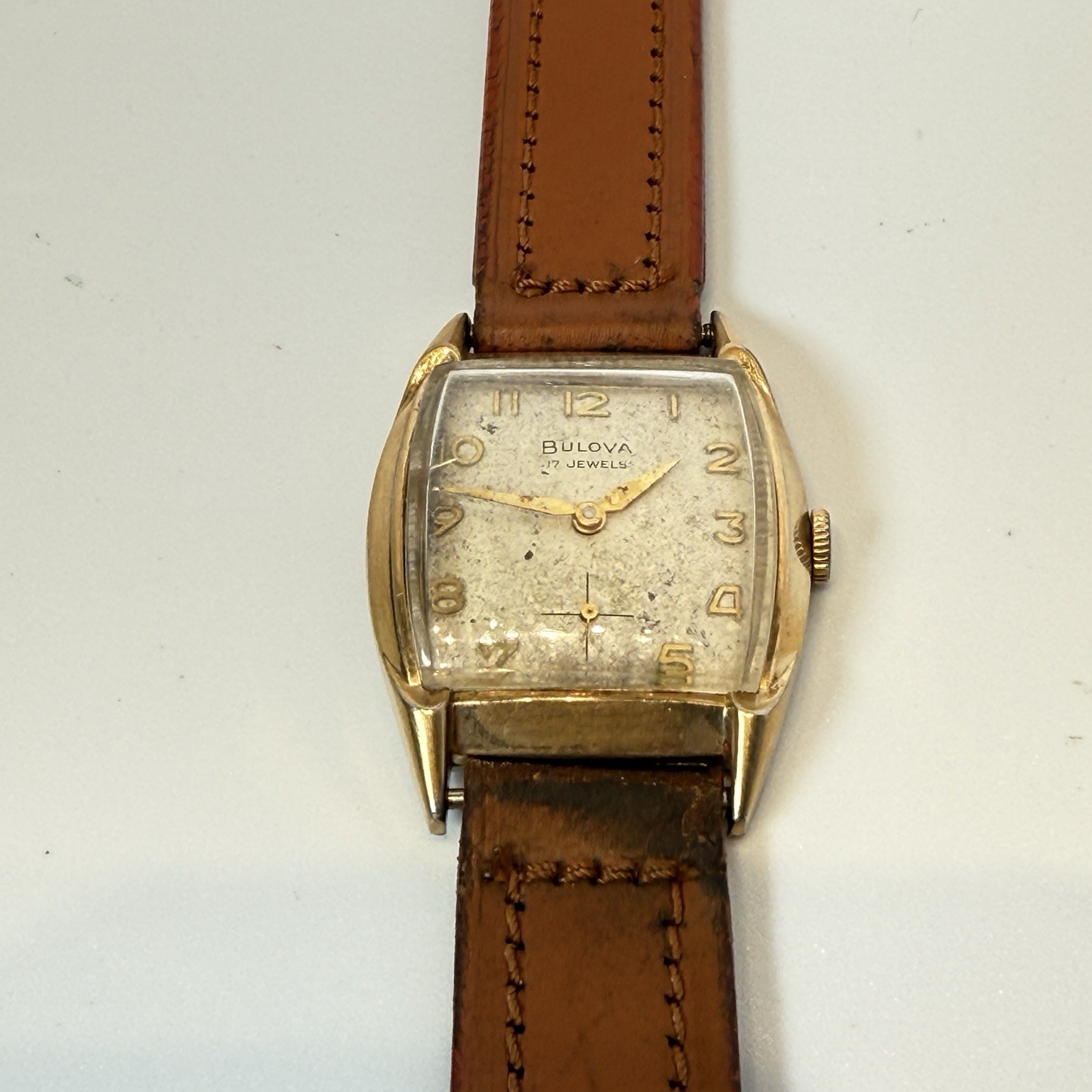 Vintage Bulova Watch Mechanical 17 Jewels 11 AF Swiss Deco Style Wind Up Runs