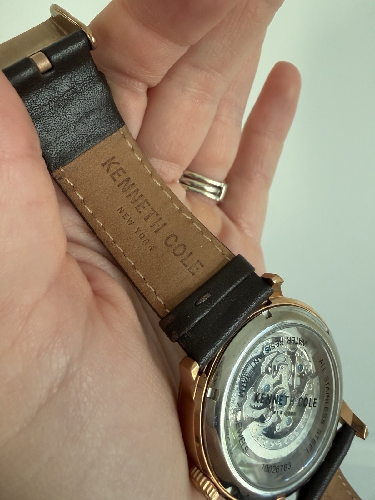 Kenneth Cole New York Men’s Automatic Skeleton Watch – Gold & Leather (10026783)