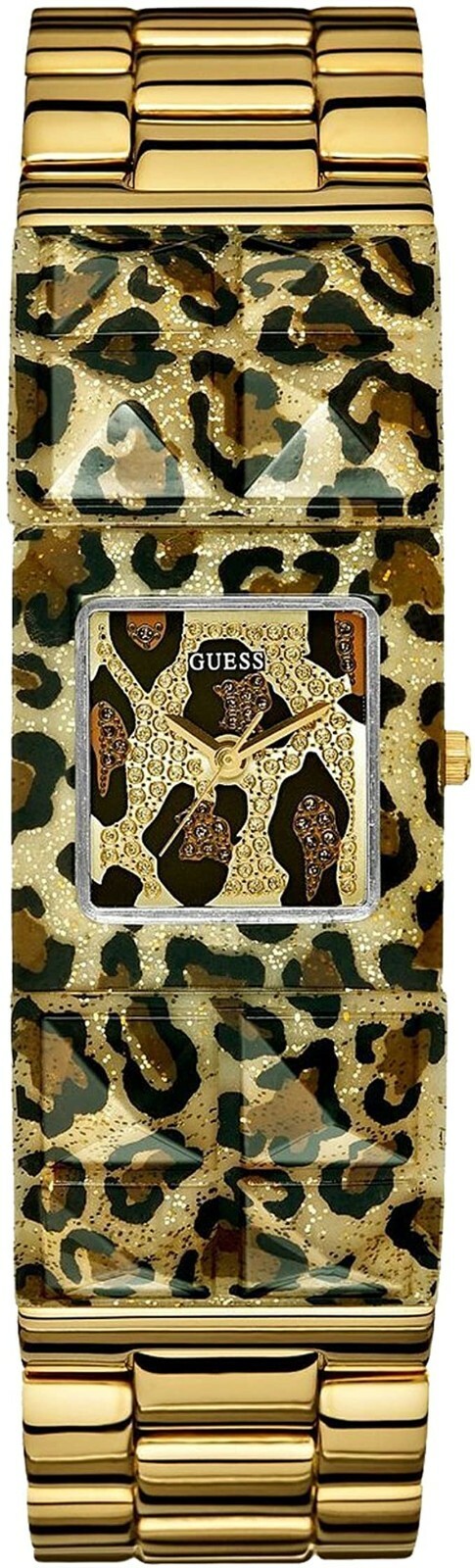 GUESS Watch Gold-Tone and Animal Print Polycarbonate Bracelet 24mm U0052L2