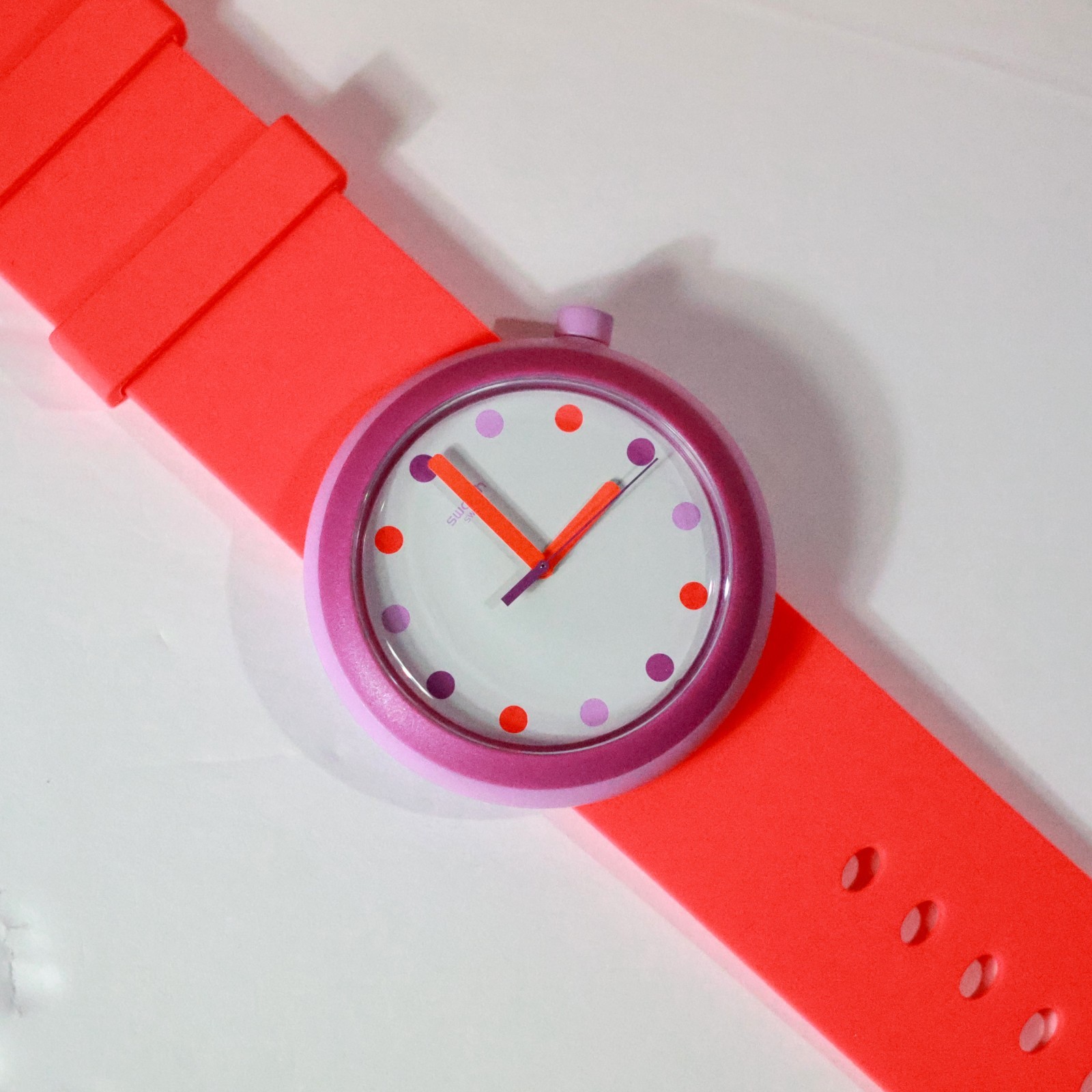 Swatch POPALICIOUS BEADS PNP100N Pop Swatch Necklace+PInk Band Watch Purple