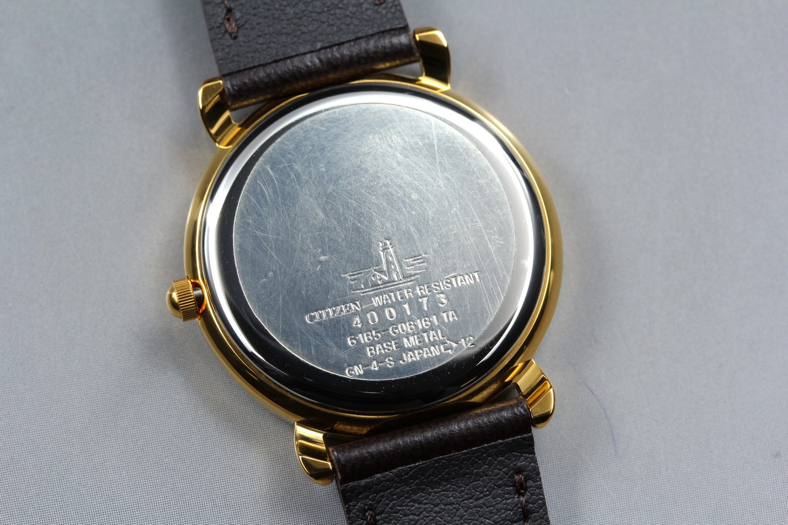 [NOS Top MINT] Citizen Lighthouse 6185-G08181 32mm Gold Roman Date Qz Watch
