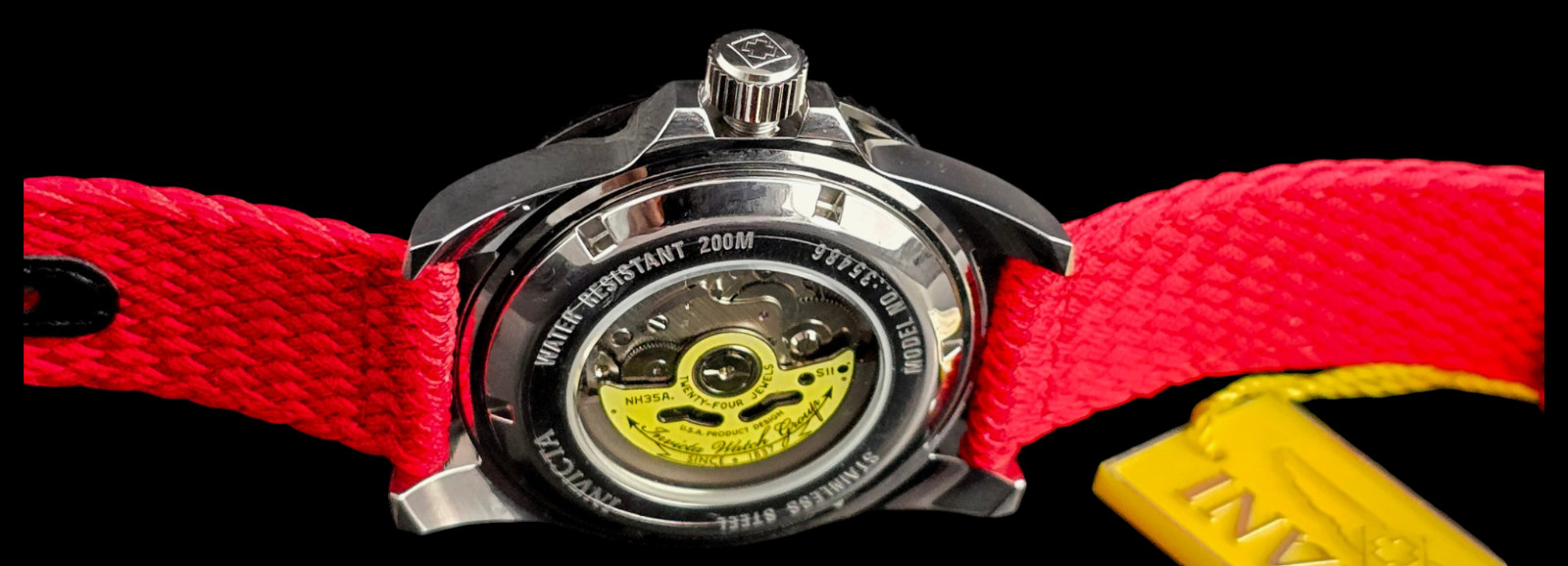 Invicta Pro Diver Men’s Watch Automatic 44mm Stainless Steel Red Strap 35486