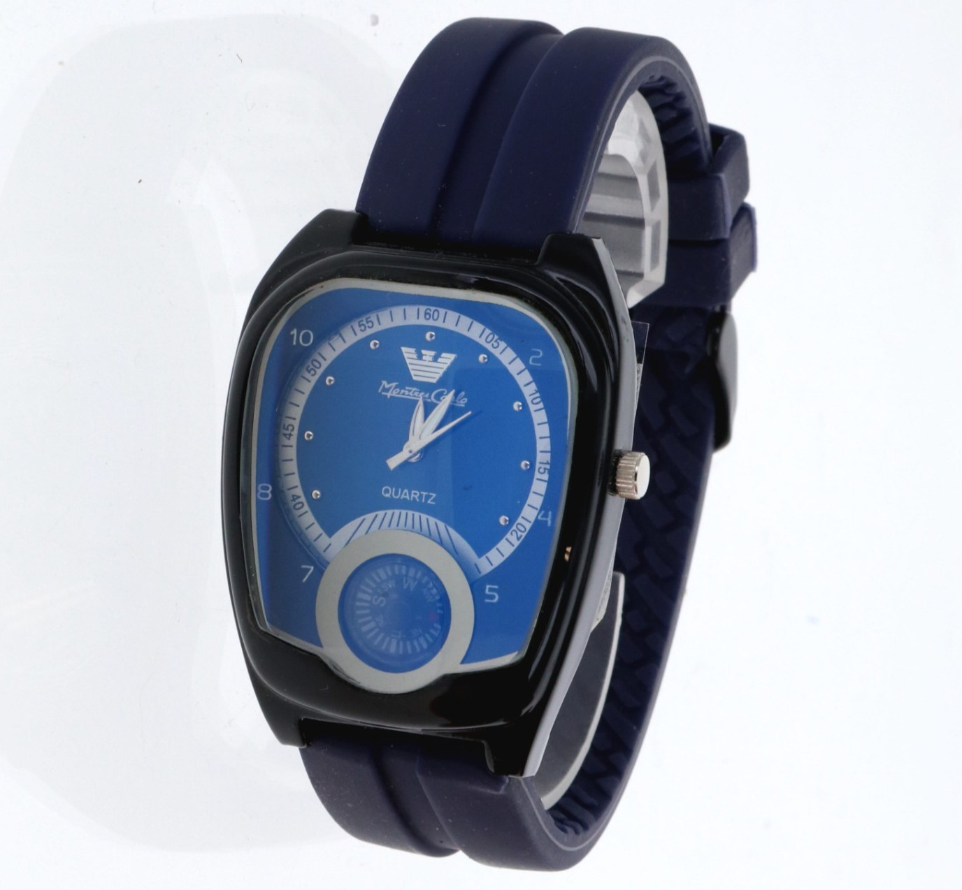 Montres Carlo Men’s Black & Purple Silicone Band Luxury Sport Quartz Watch 39mmW