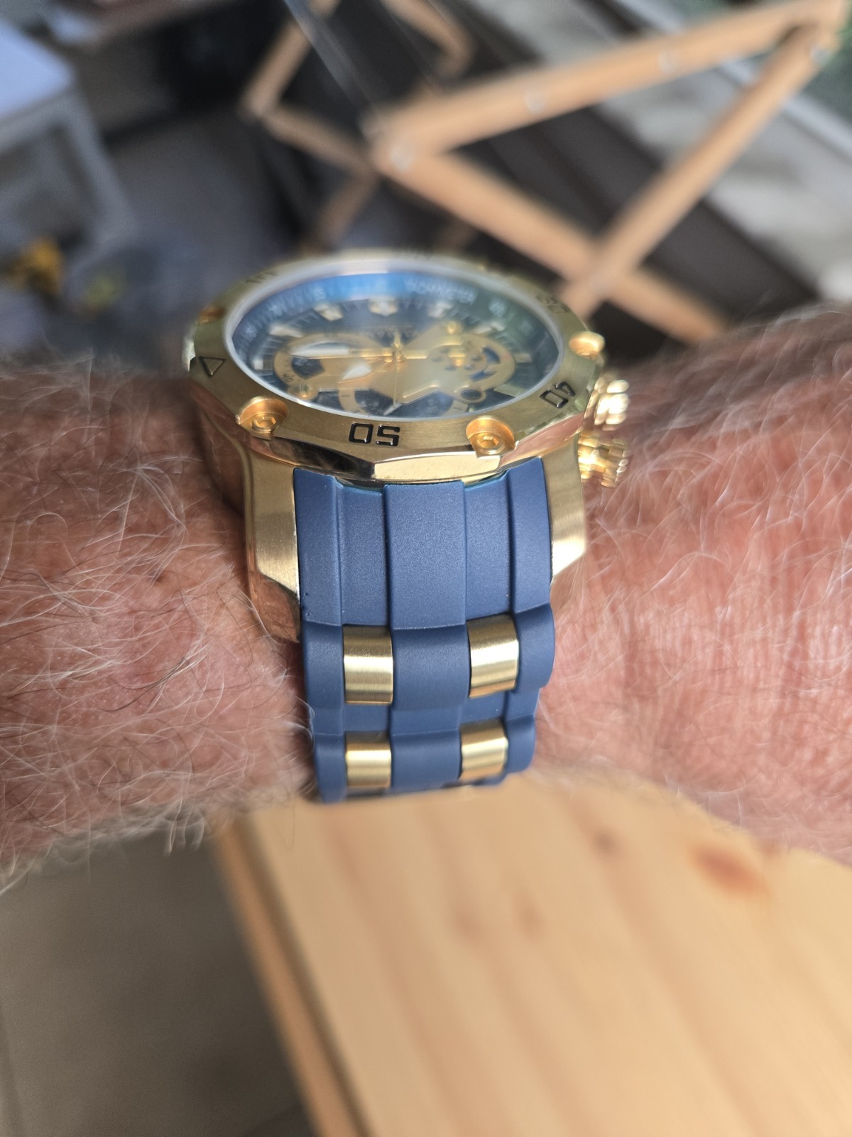 Two Brand New Bands! Invicta Pro Driver Scuba Chronograph Blue/Gold