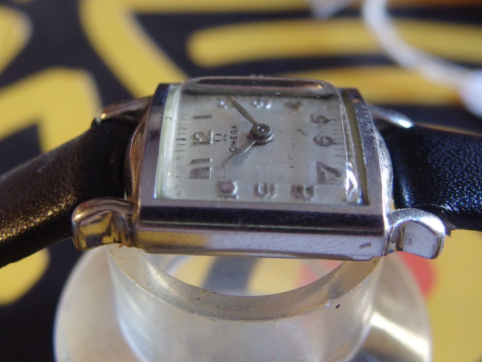 3373 VINTAGE OMEGA WRISTWATCH IN STEEL LADIES rectangular case snap back 1956