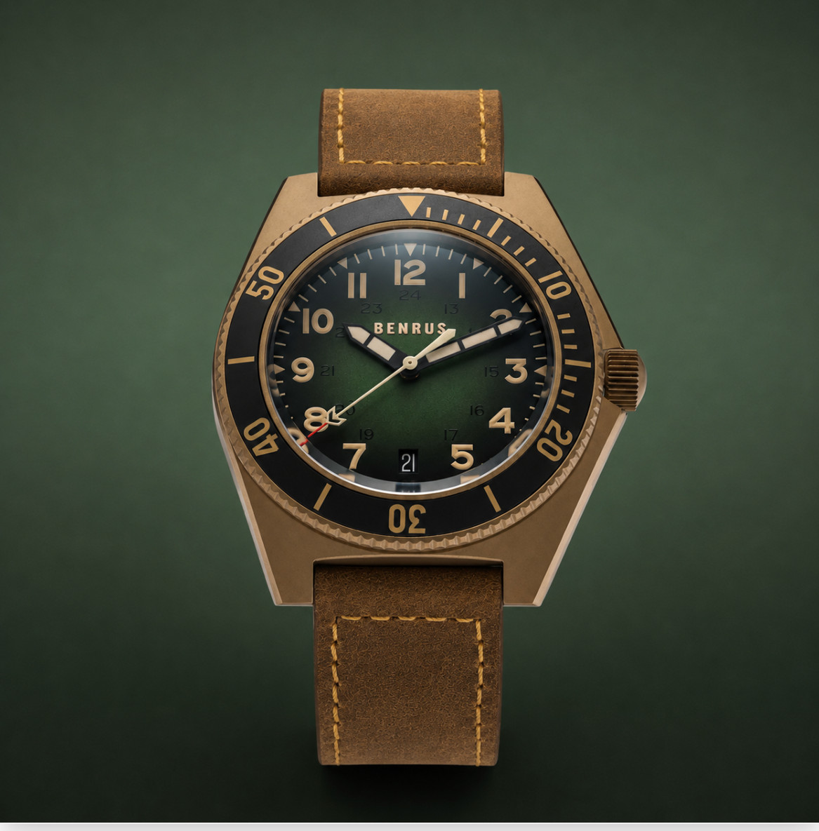BENRUS TYPE 2 UJ Swiss Made Automatic 41.5mm Bronze PVD Sapphire Crystal Watch