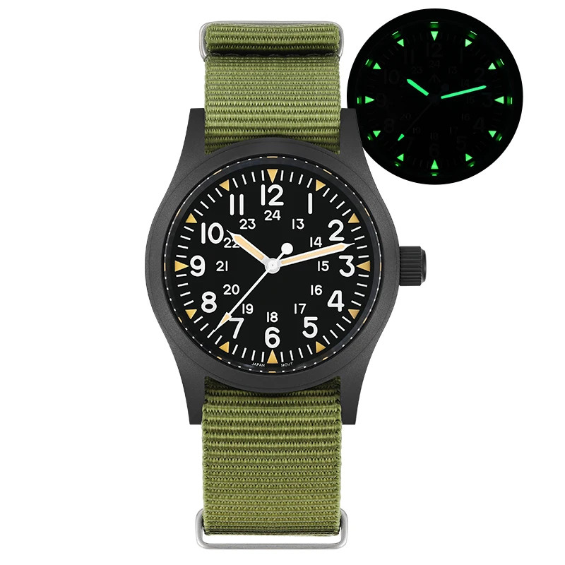 Militado ML05 Vintage Field Watch VH31 Sweep Second Sapphire Crystal 38mm