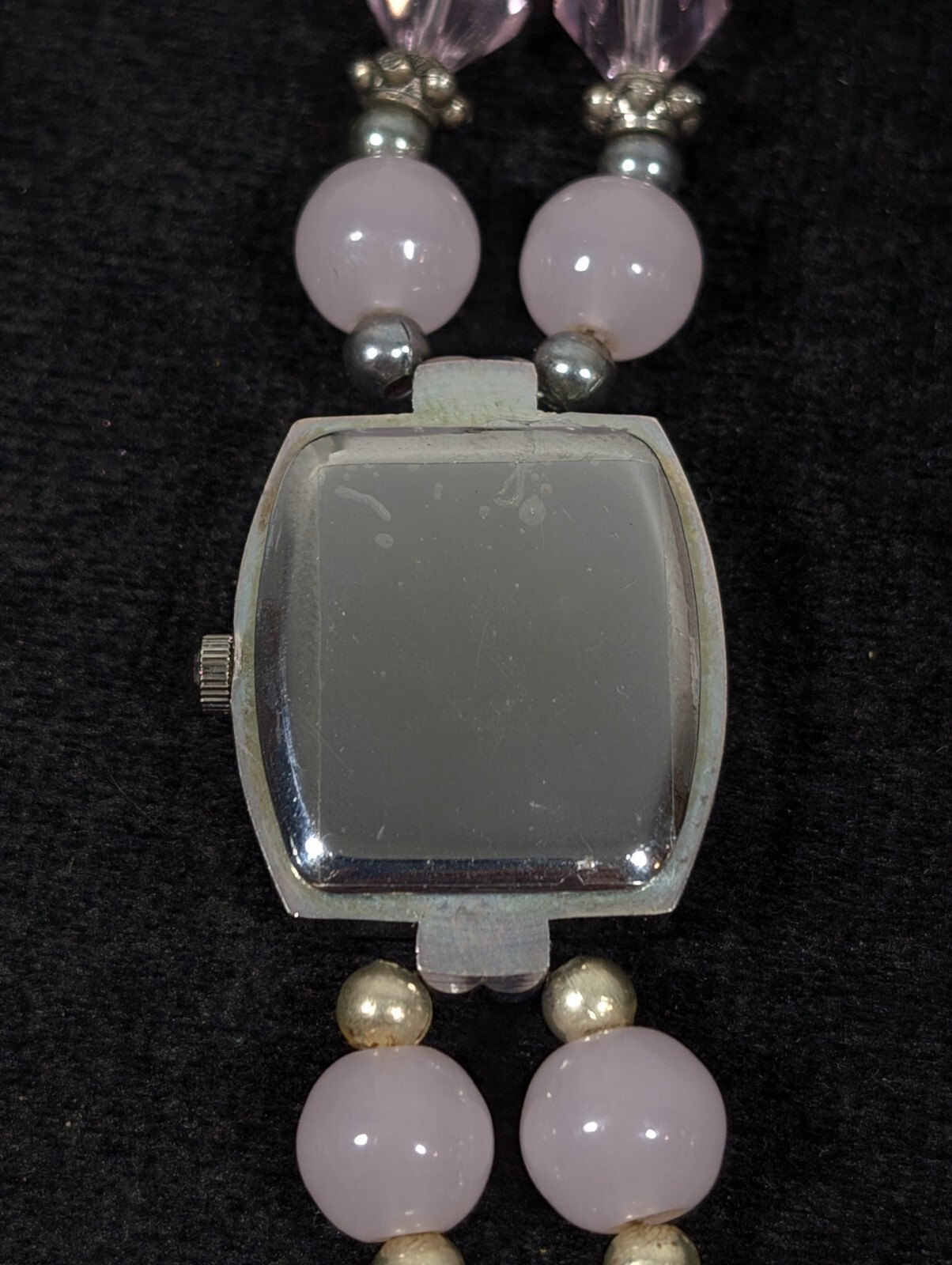 Pink Ribbon Awareness Glass Bead Toggle Bracelet Watch 6.5 inches