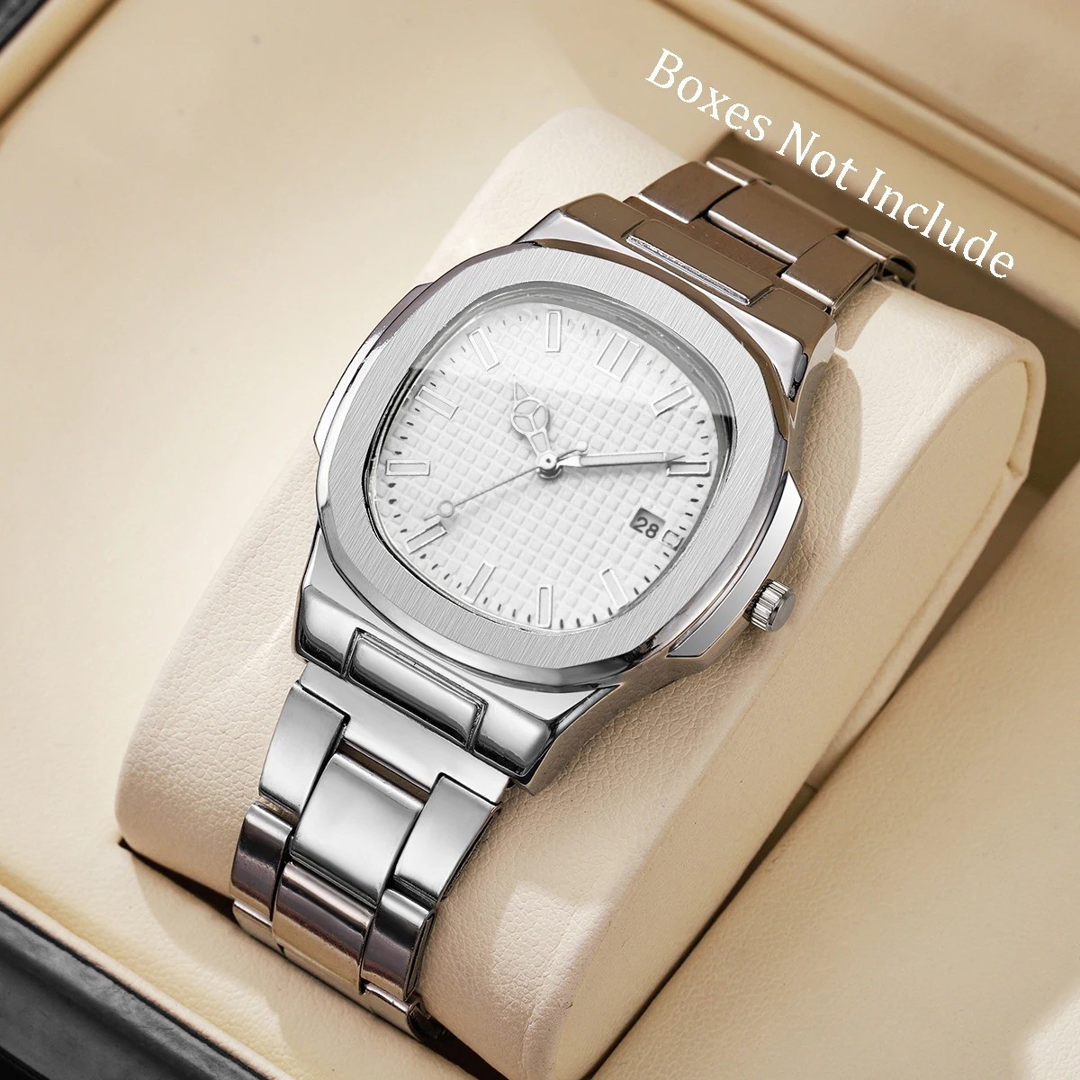Montres d’affaires de luxe pour hommes, cadran carré, bracelet en acier inoxydab