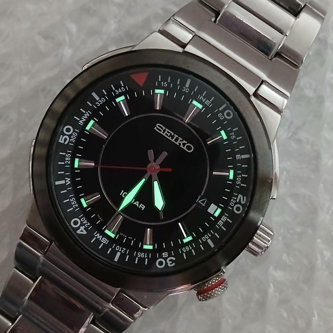 SEIKO Quartz Inner Rotating Bezel Black Dial Stainless Mens Watch 10 BAR