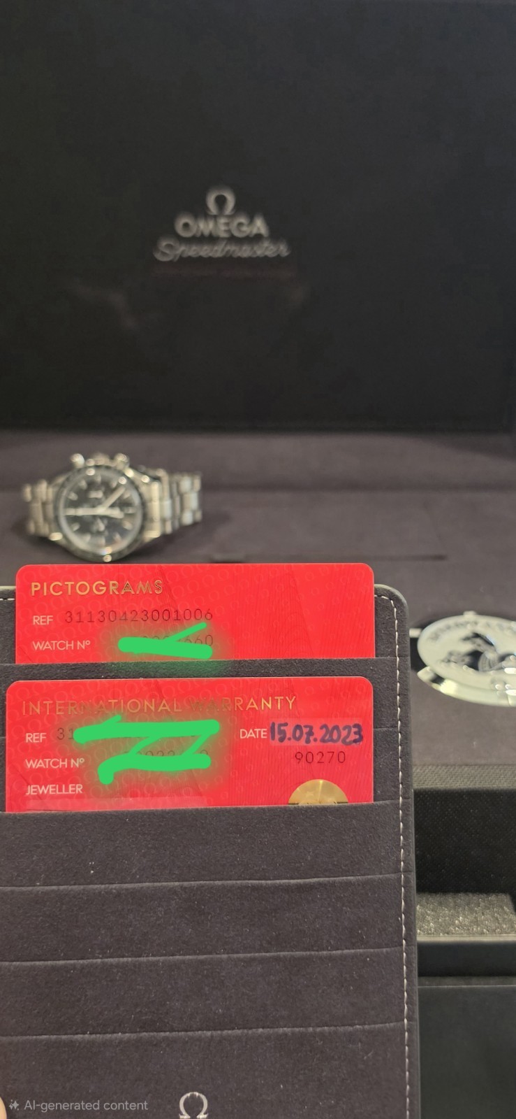 OMEGA Speedmaster Professional 42mm Chronograph, Cal. 1863, Collector Box Papers