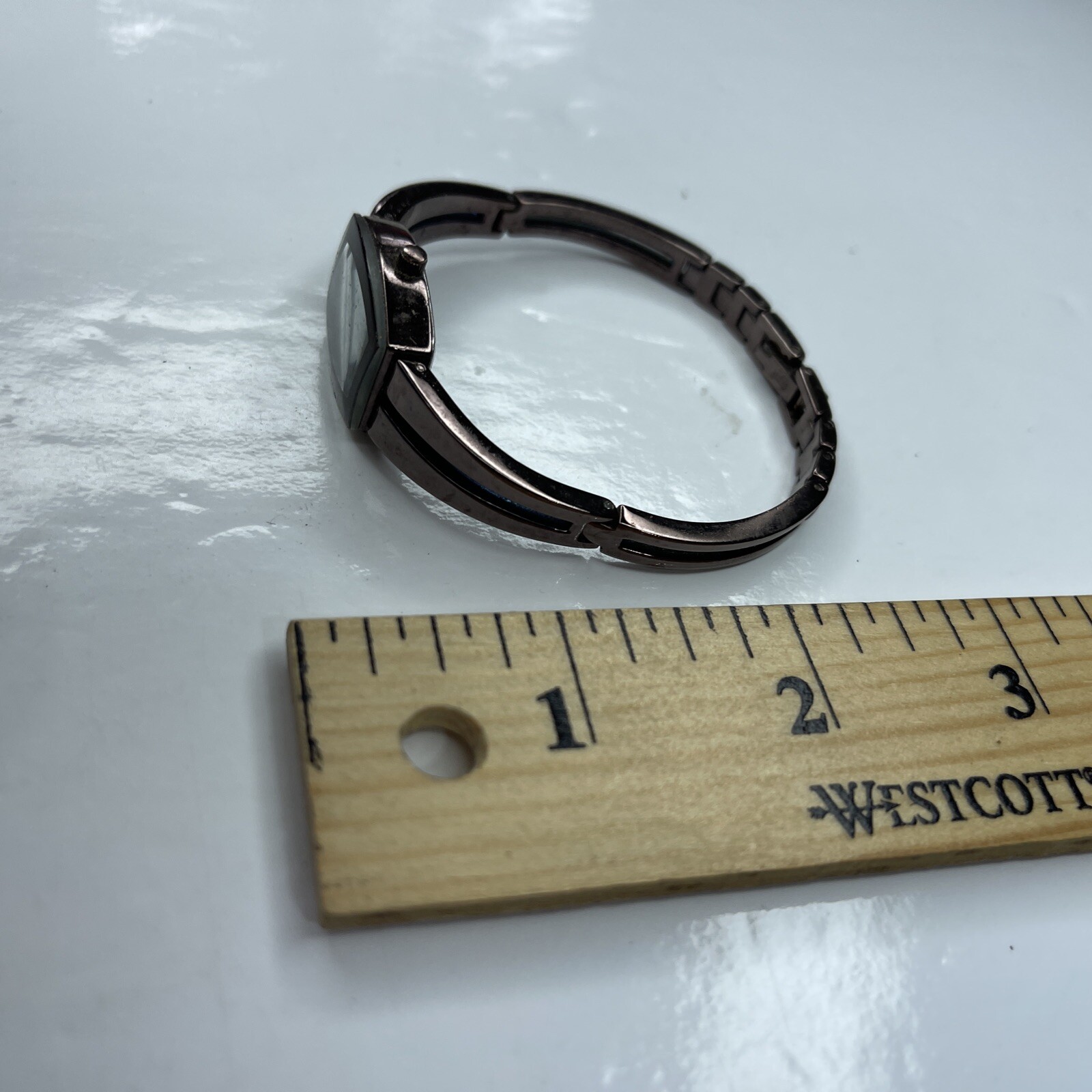A Armitron Chocolate Chrome 753H 75/344713 Diamond Ladies Stainless Untested