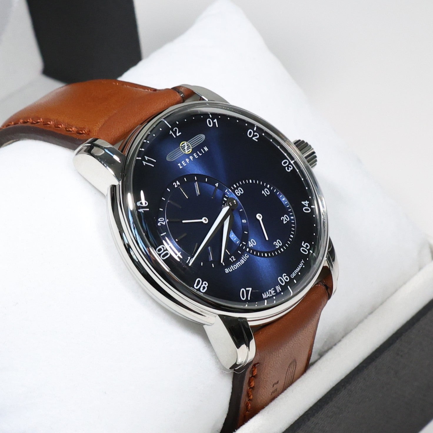 Zeppelin Captains Line Men’s Automatic Blue Dial Brown Leather Strap Watch