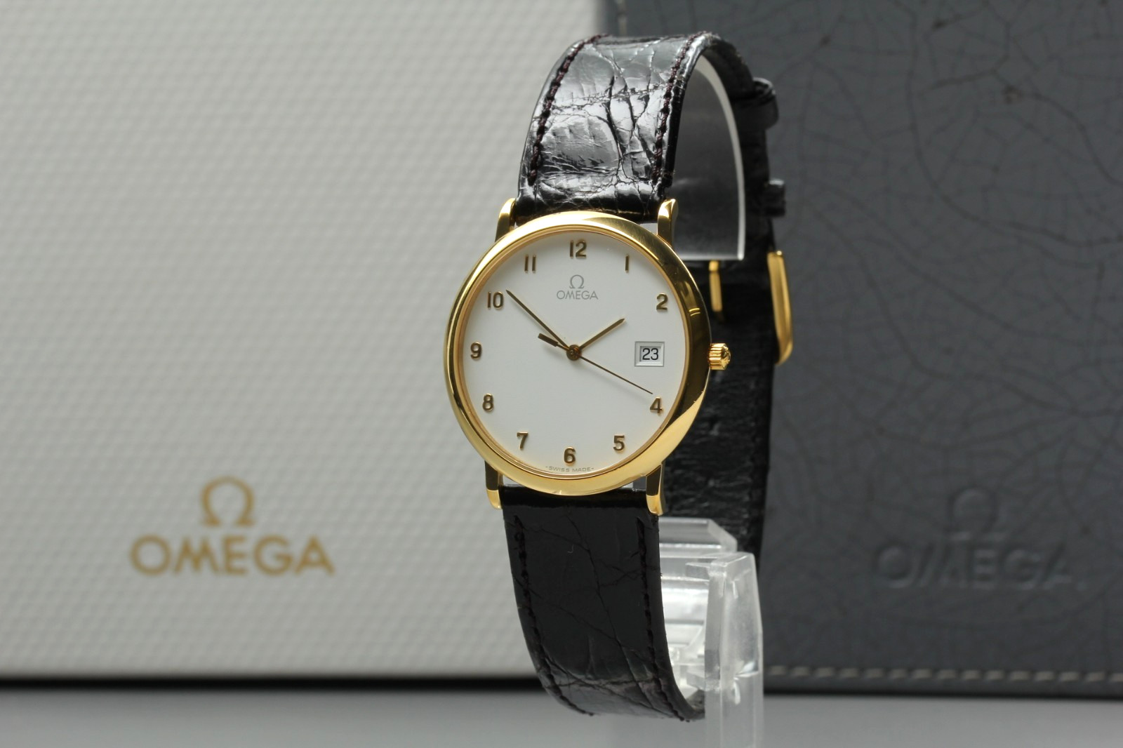 [NEAR MINT] Vintage OMEGA De Ville Cal.1430 Gold Arabic Quartz Men’s Watch JAPAN