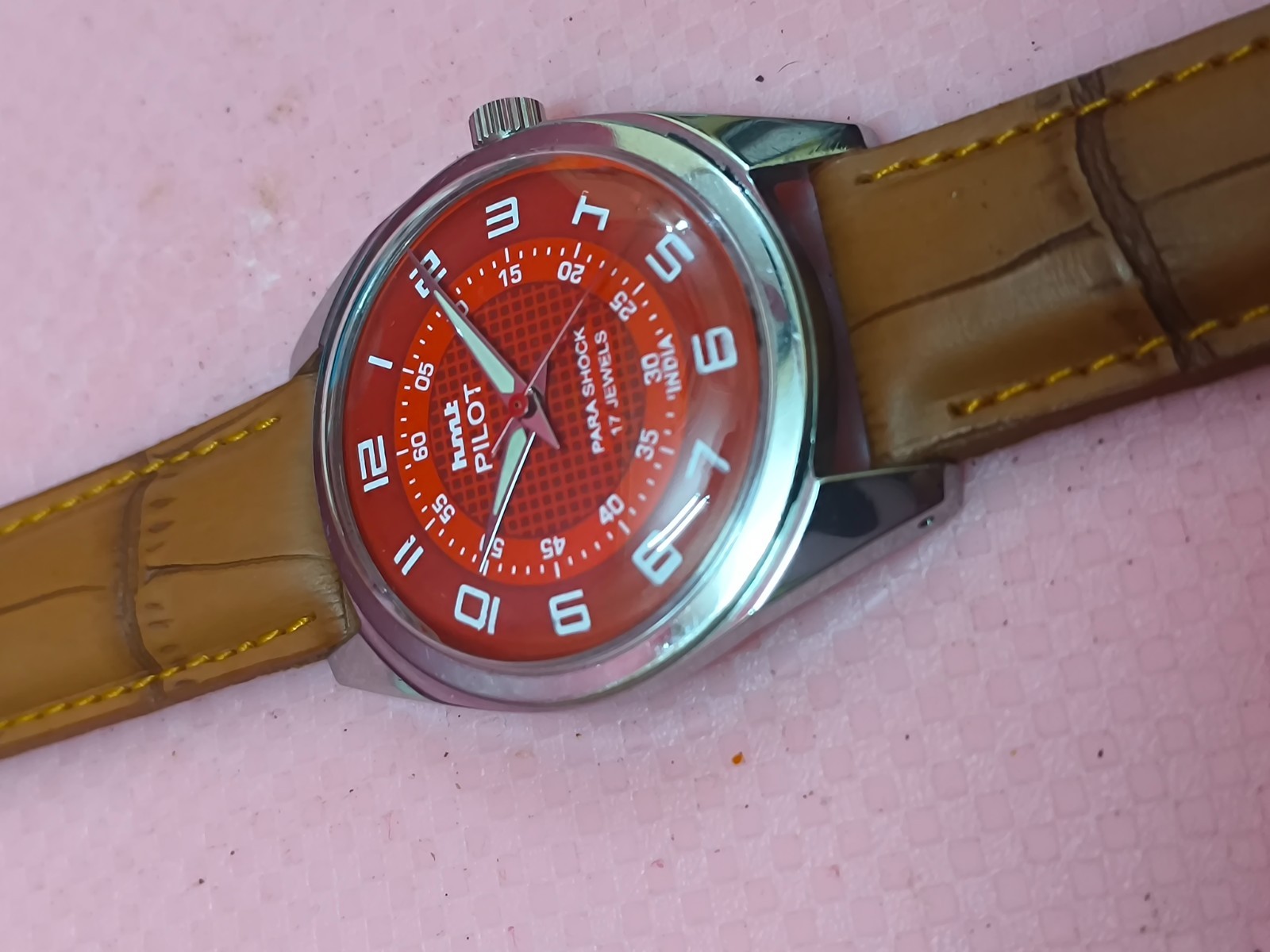 Vintage HMT Pilot Red 17 Jewels Mechanical Hand Winding Men’s Wrist Watch