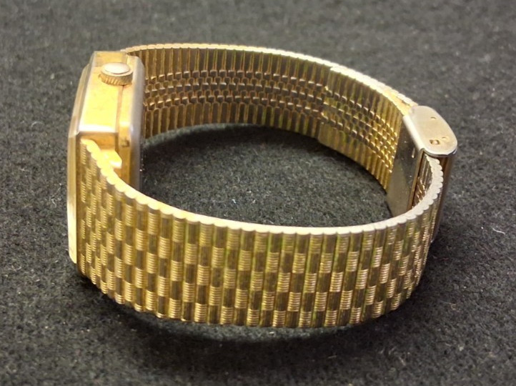 VINTAGE GENEVA RECTANGULAR DRESS WRISTWATCH GEOMETRIC ASYMMETRICAL DIAL WATCH
